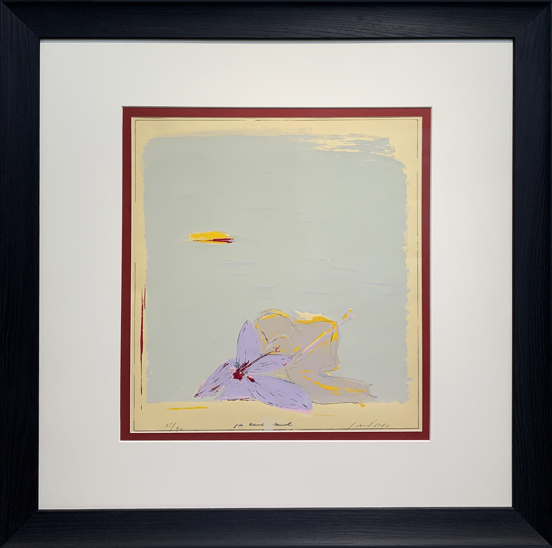 P.Guccione - Ibisco - Acquatinta - 49x54cm - mis. est. cornice: 89x89cm