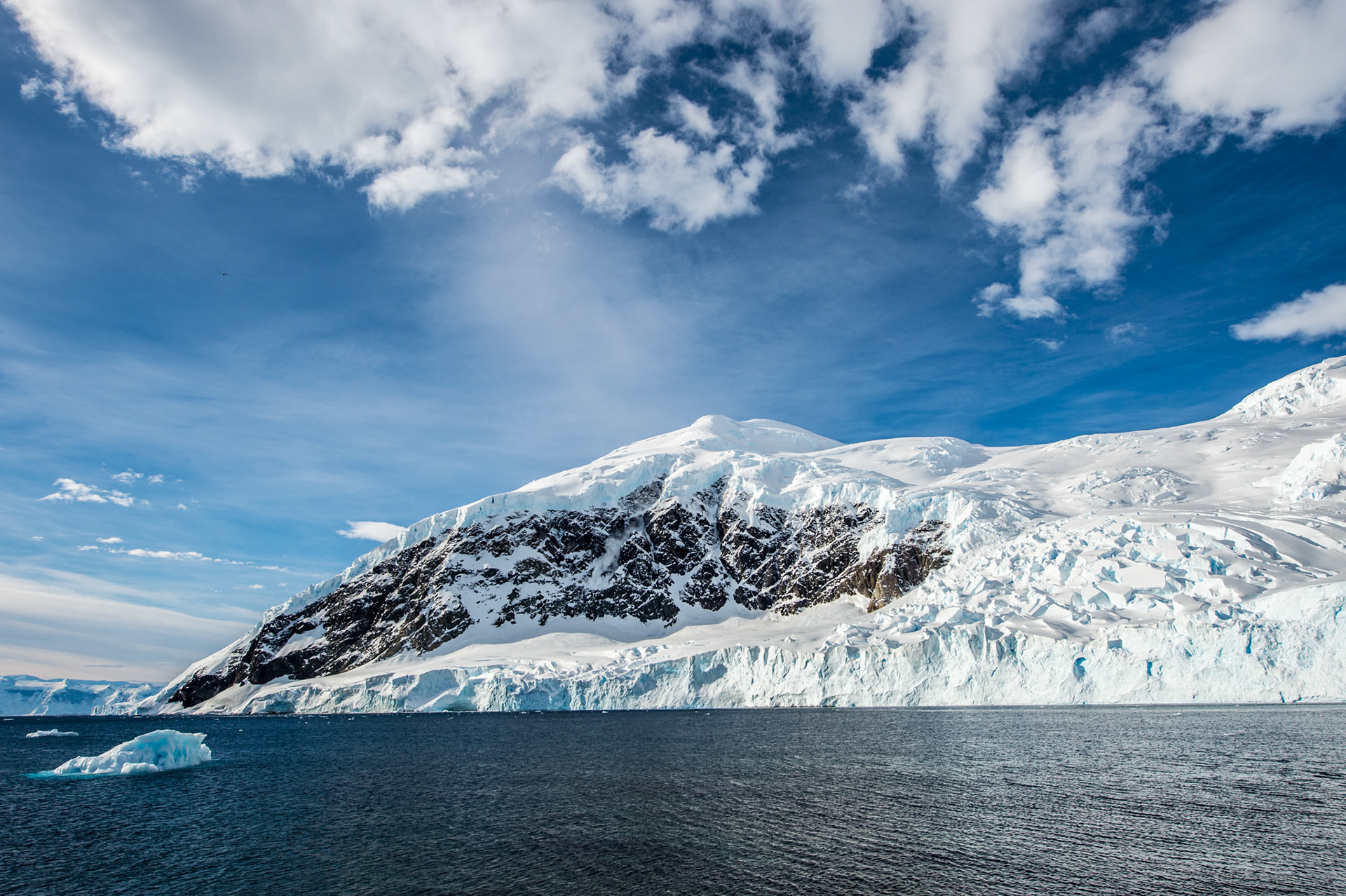Snow covered mountain in Neko Harbor, Antarctica