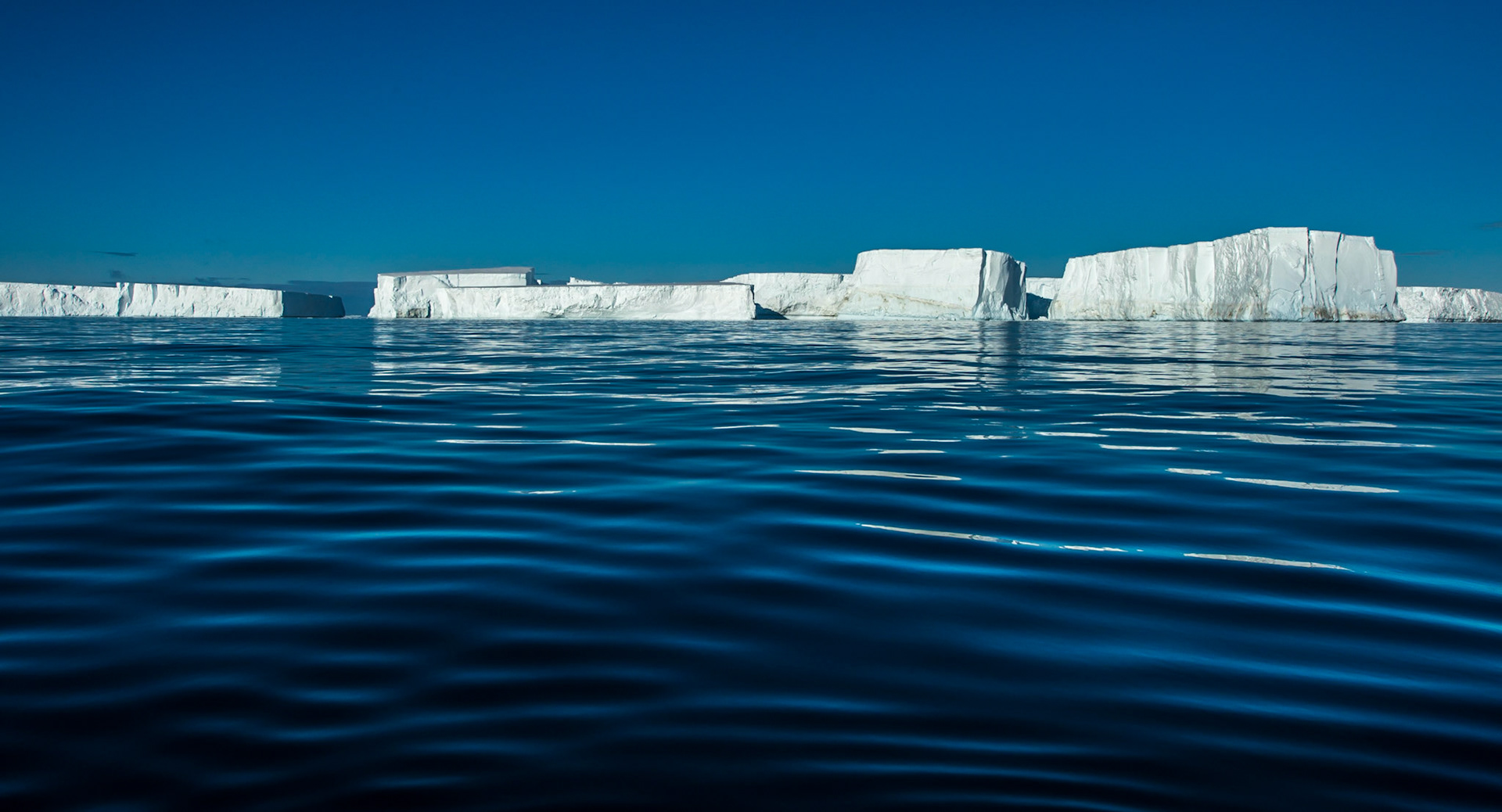 Tabular icebergs near Gourdin Island, Antarctica