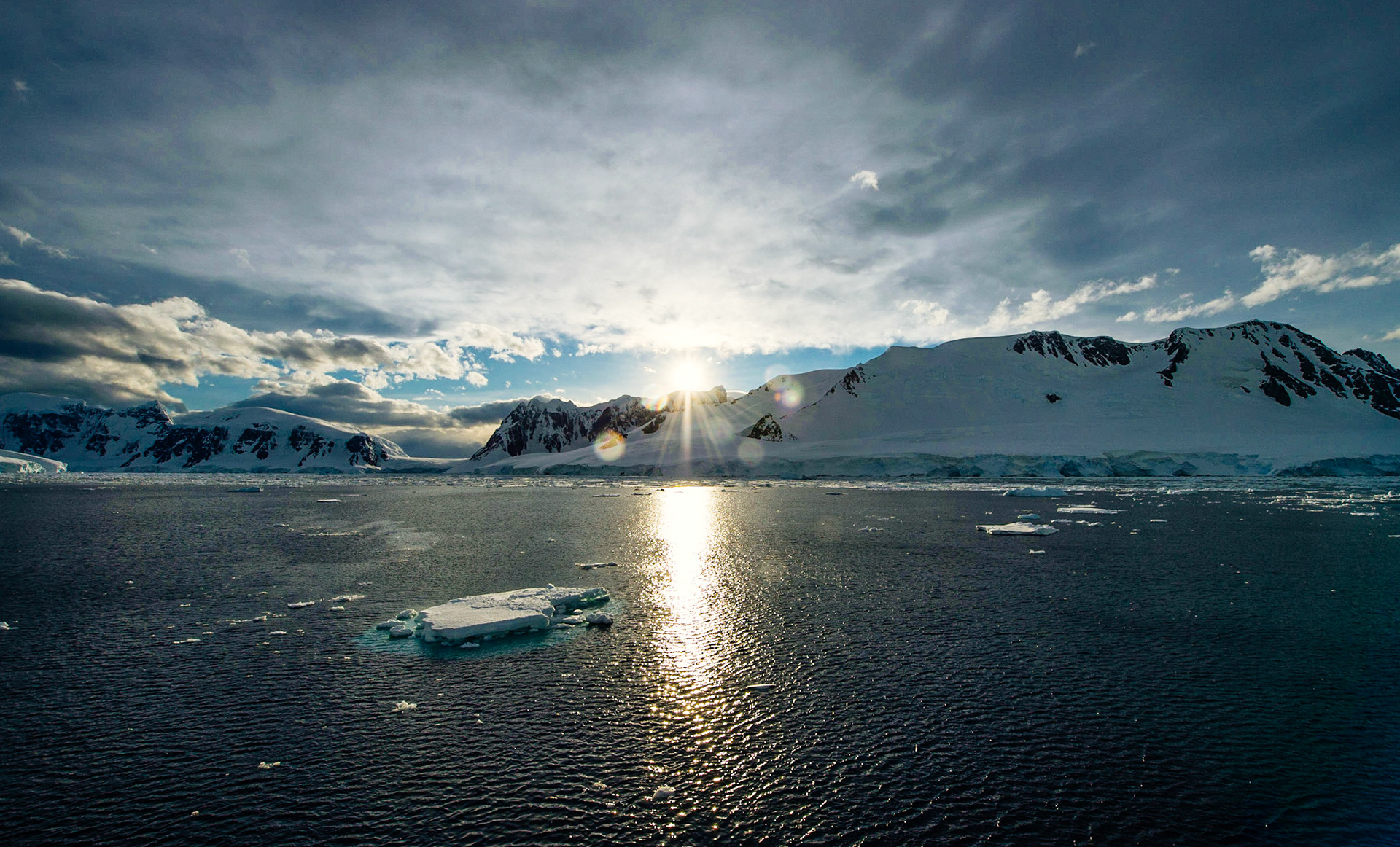 Sunrise in the Neumayer Channel, Antarctica