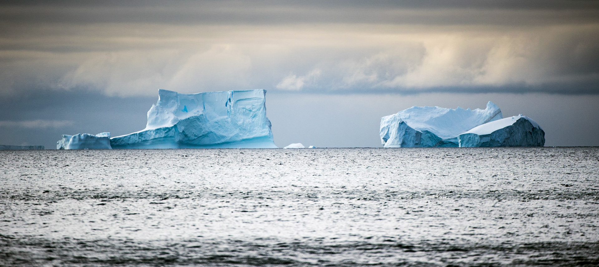 Icebergs off Bailey Head, Deception Island, Antarctica