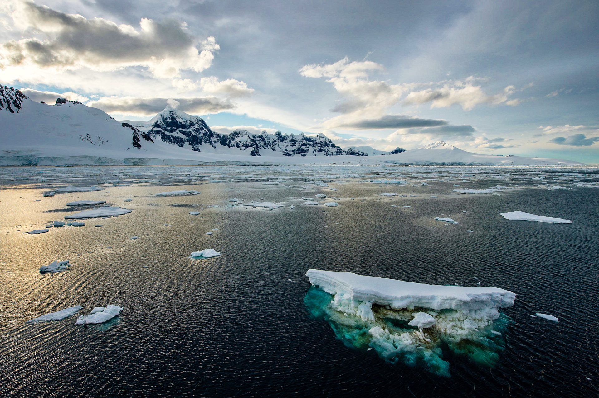 Sunrise in the Neumayer Channel, Antarctica