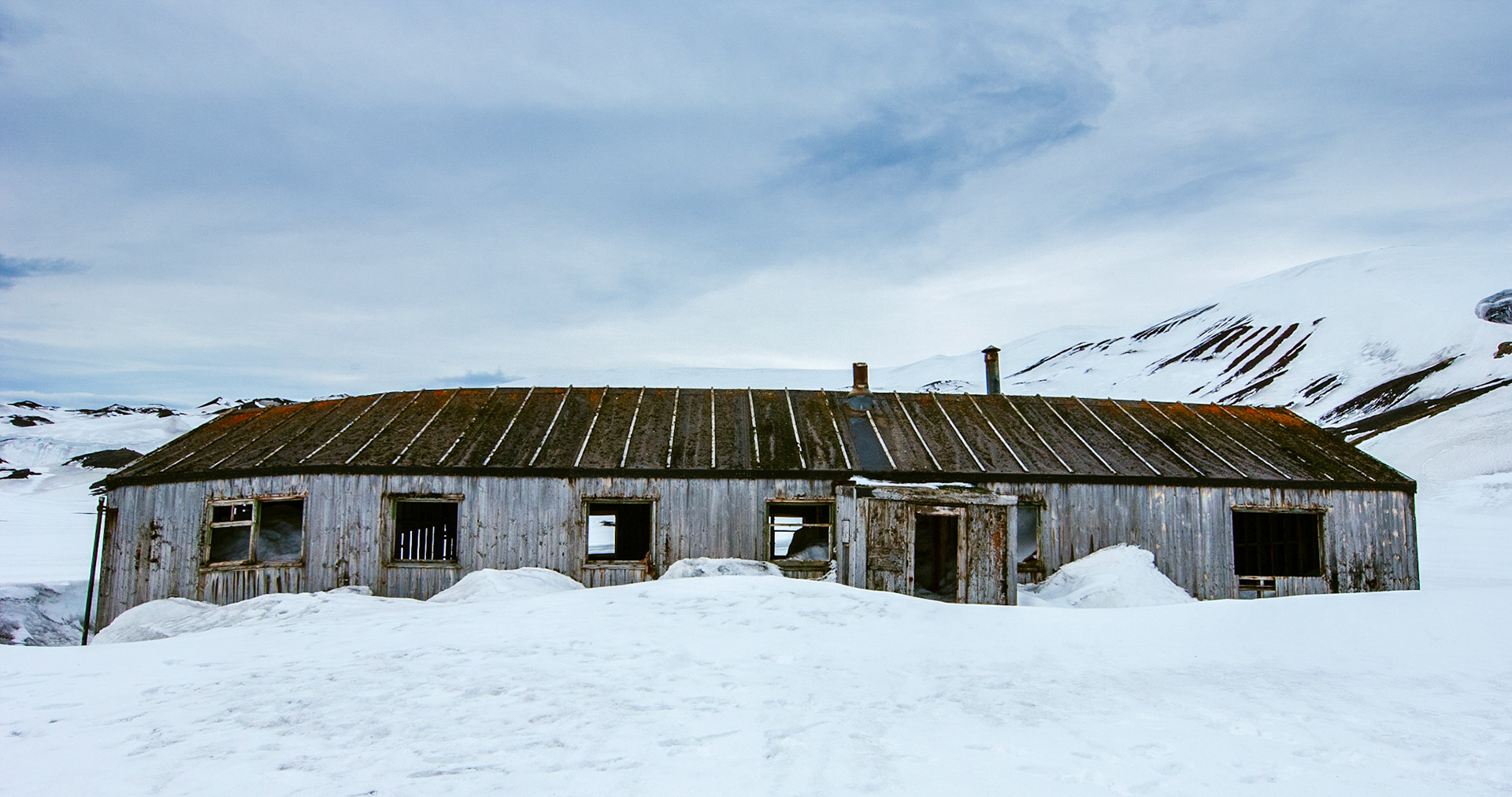 A shack on Deception Island, near Antarctica
