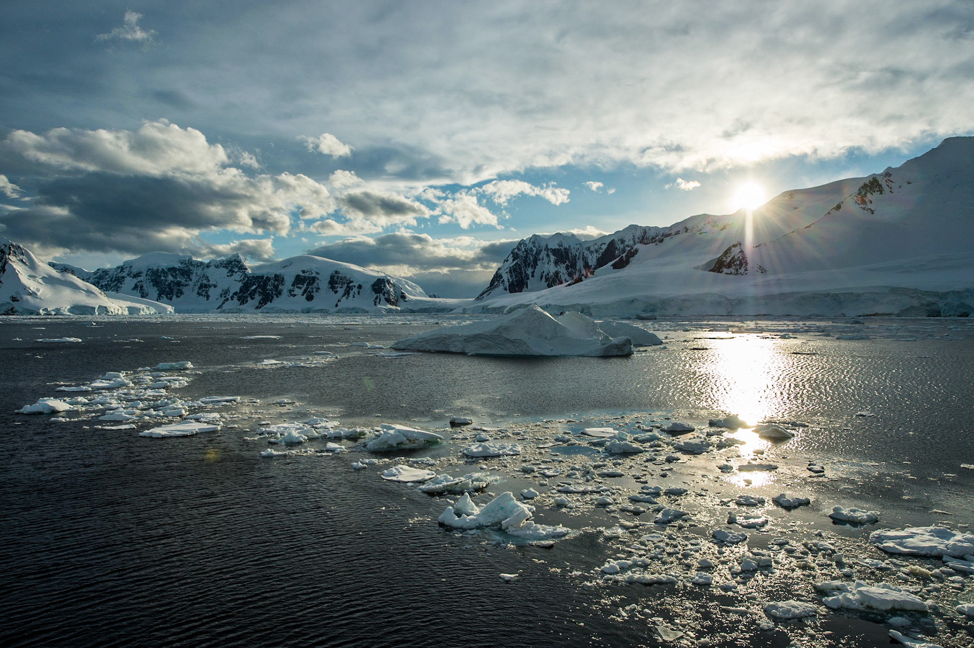 Sunrise in the Neumayer Channel, Antarctica