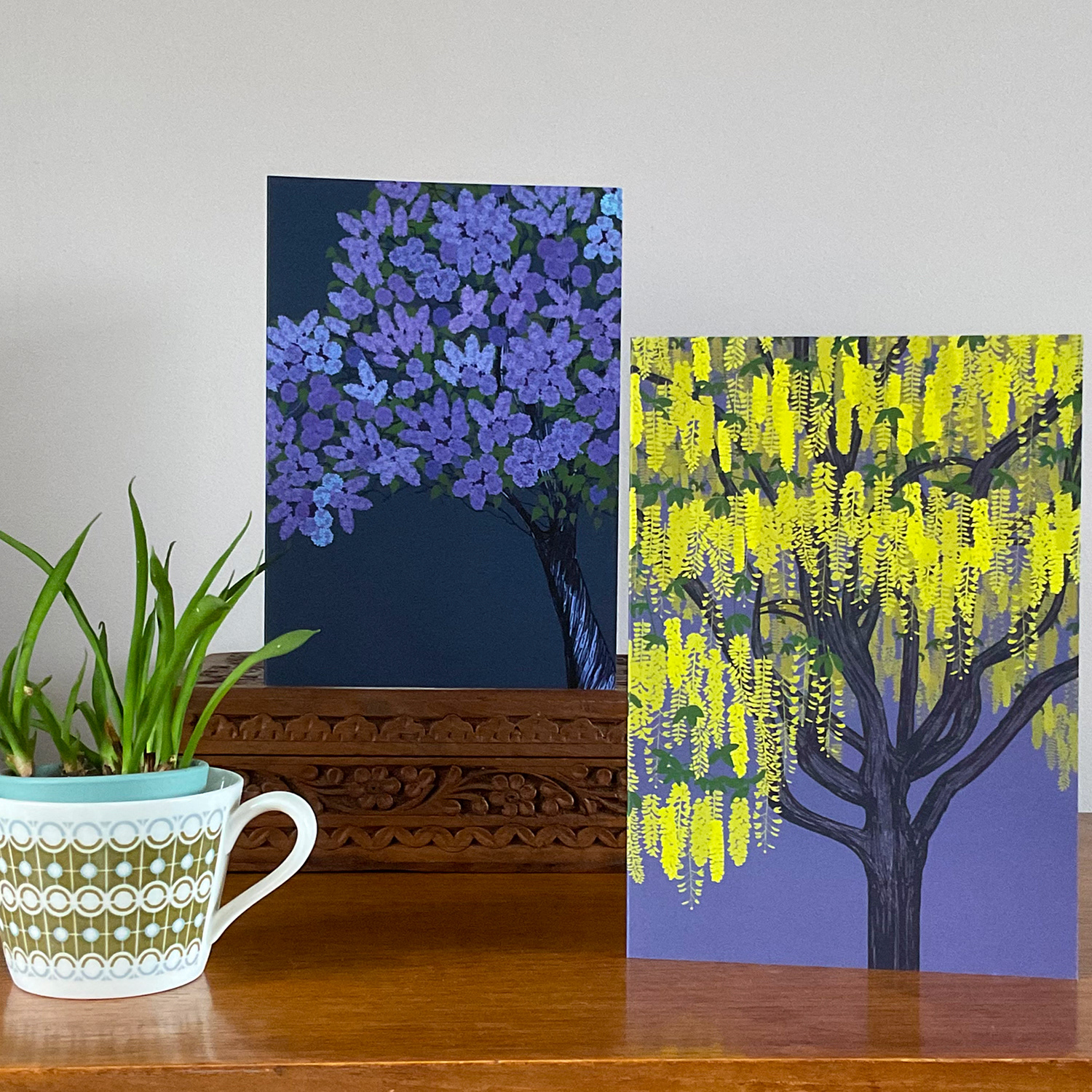 Laburnum Bloom and Lilac Tree