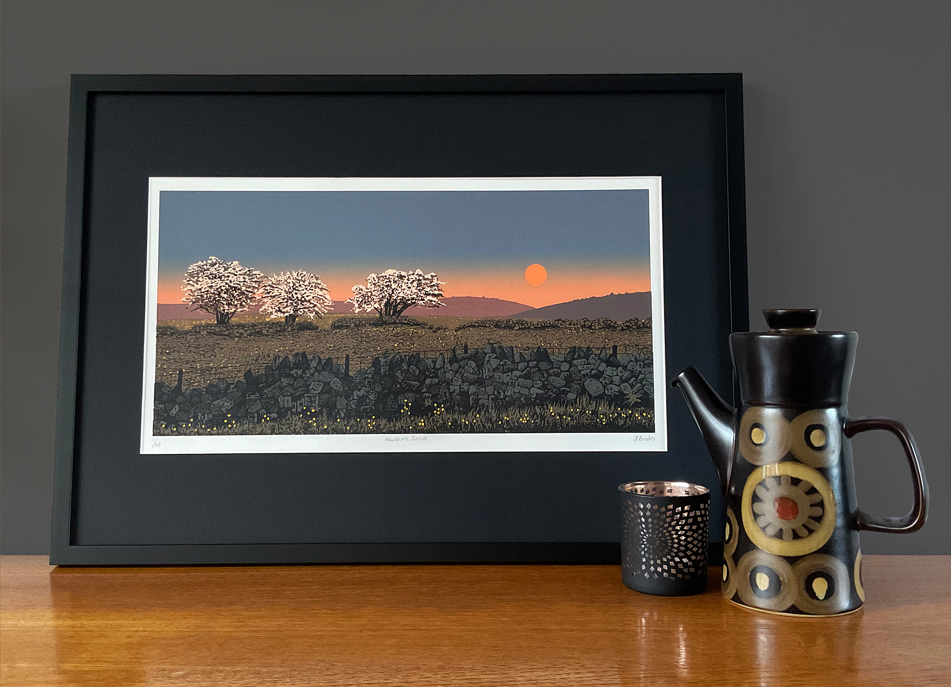 Hawthorn Sunset, 23x45cm, 7-layer screen print, limited edition of 24 
