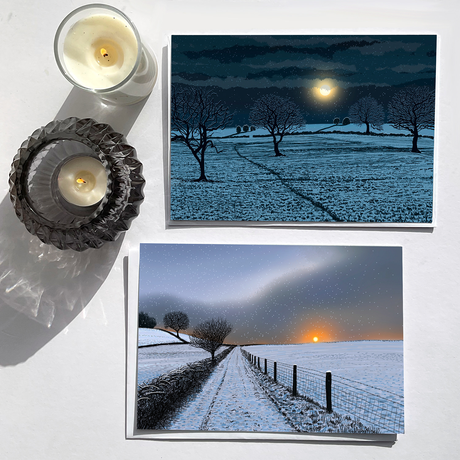 Moonlit Trees and Wintry Sky