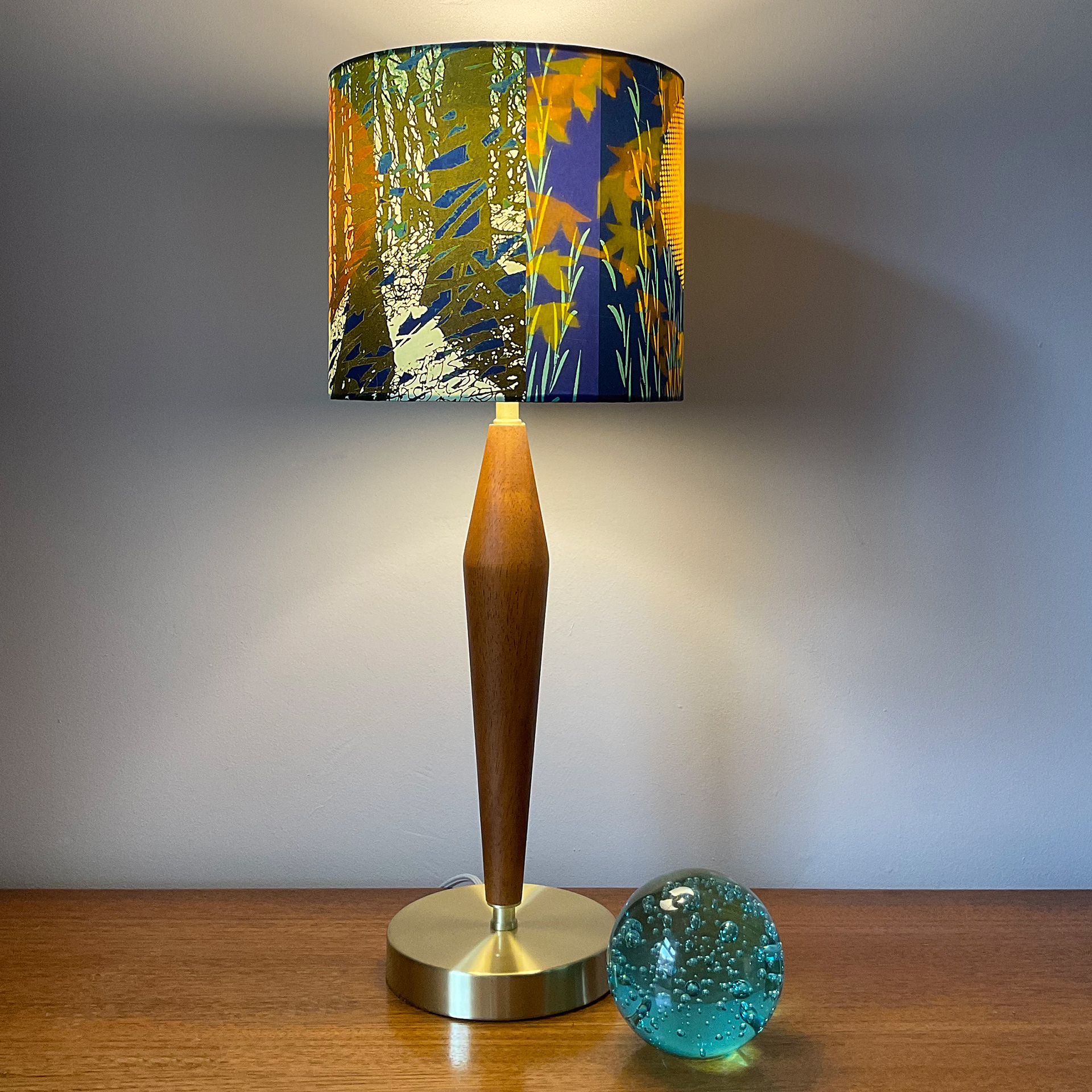 Autumn Leaf abstract print drum lampshade, 15cm width