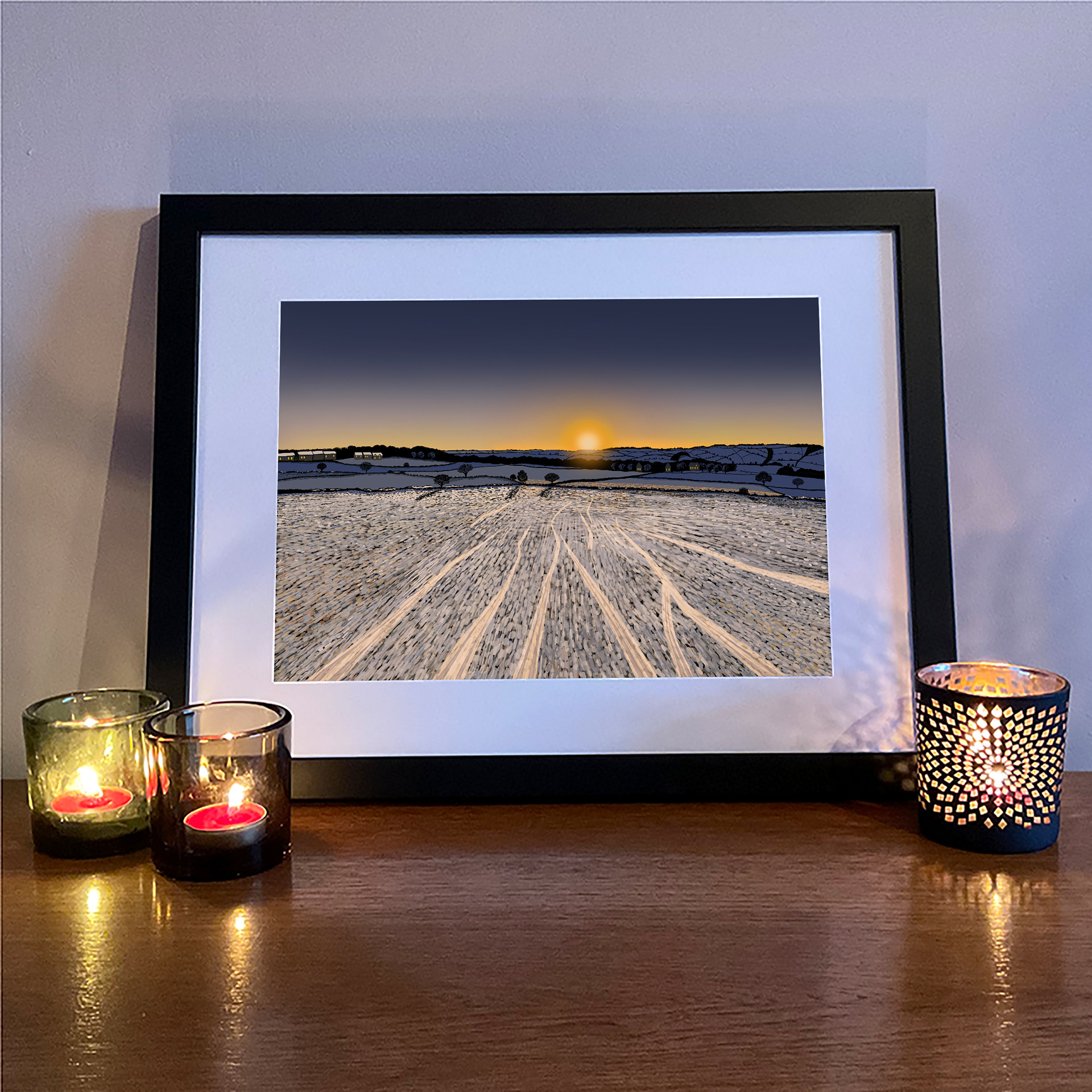 After a day sledging - available as a greetings card and giclee print
