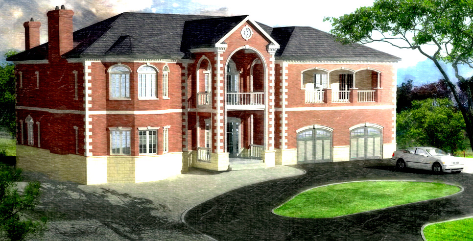 Modelling and rendering of mansion. Sold.