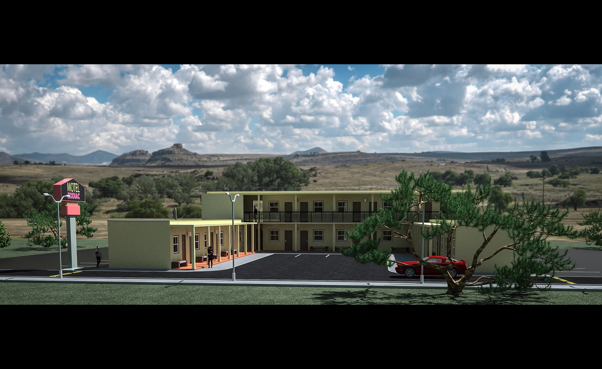 Motel Zodiac. Plans and 3D model. Copyright. Licensable