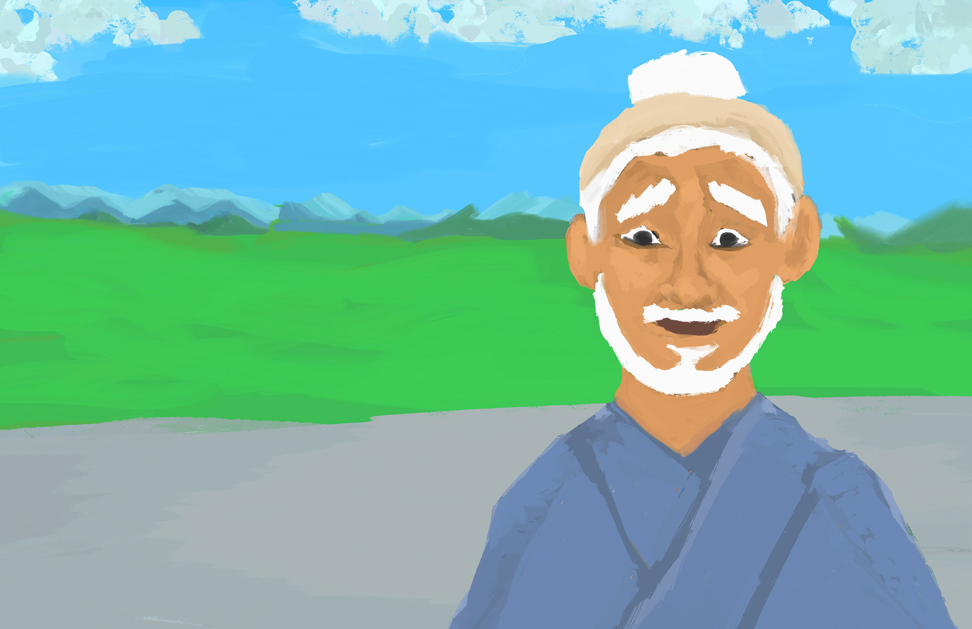 The carpenter is filled with immense joy at the sight of his child.