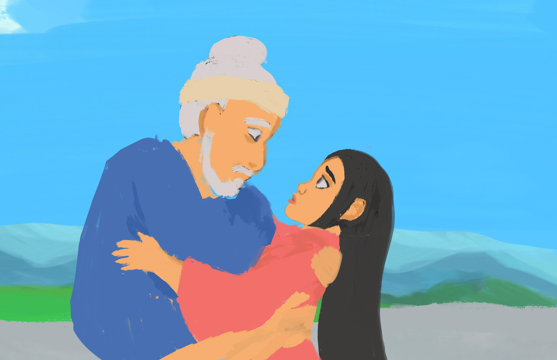 When the daughter saw how old and weary the carpenter had become, she asked him why he had labored for so many years. The mountain spirit, she said, had treated her kindly and cast a spell to keep her young. While she remained unchanged, he had spent his entire life in pursuit of her freedom.