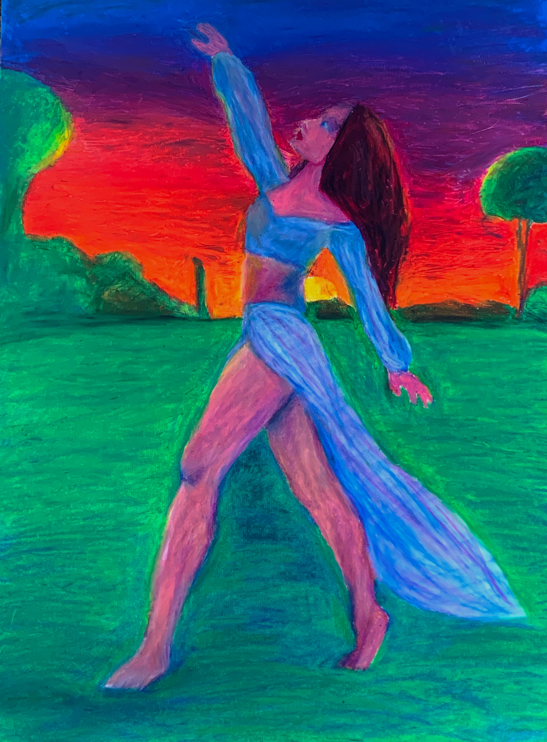 Sunset- oil pastel drawing