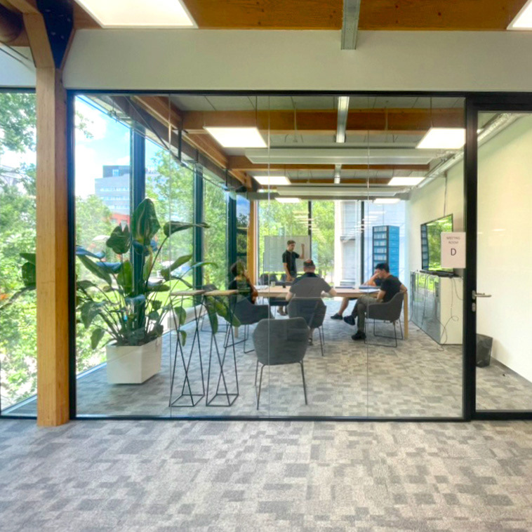 tech company office interior meeting rooms at delftechpark design by wouter geense for qblox quantum delft