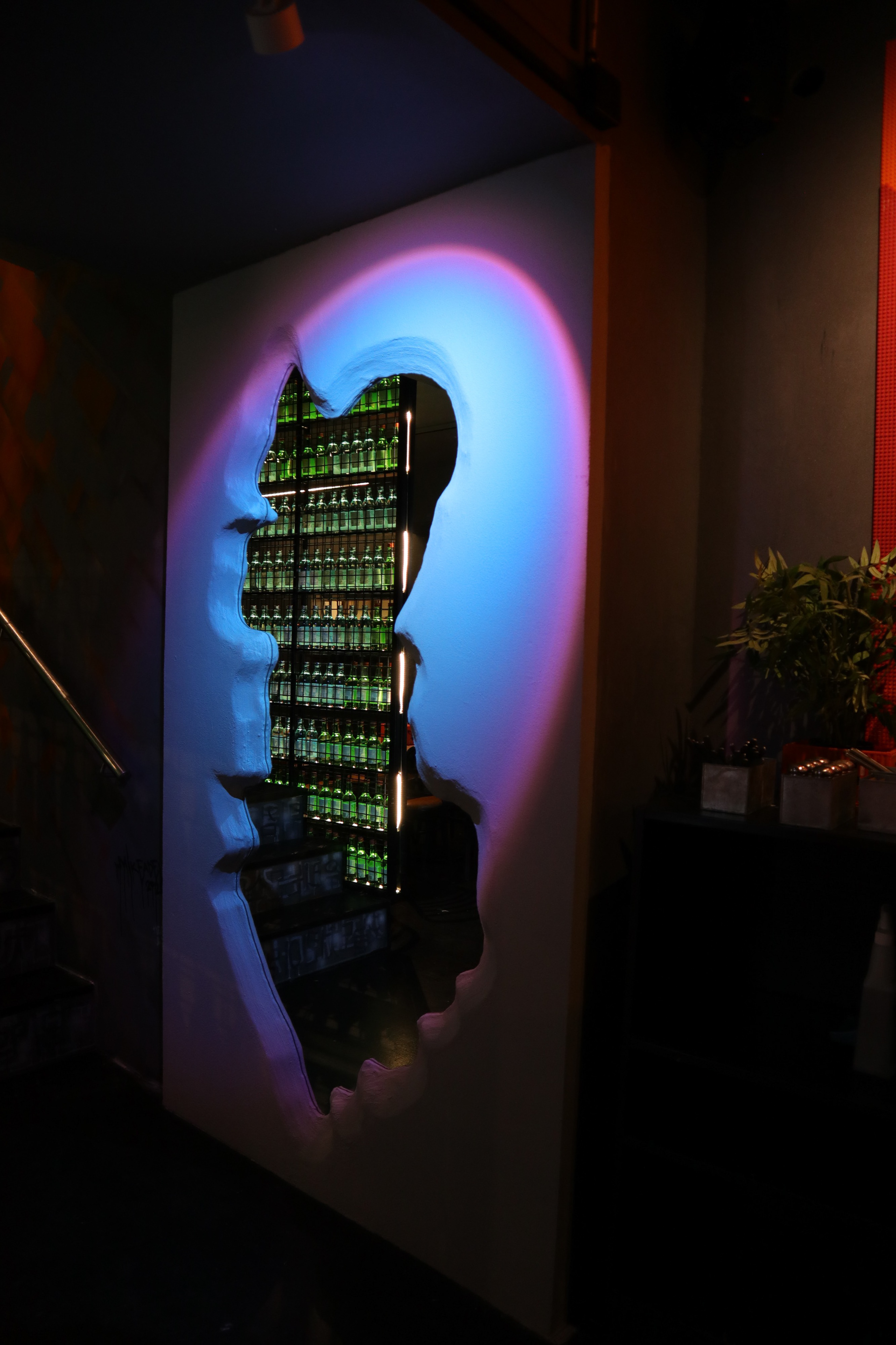 Photo zone - Monster's mirror with coloured lights 