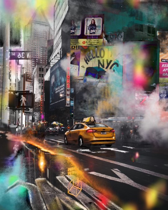 rainy city light reflections