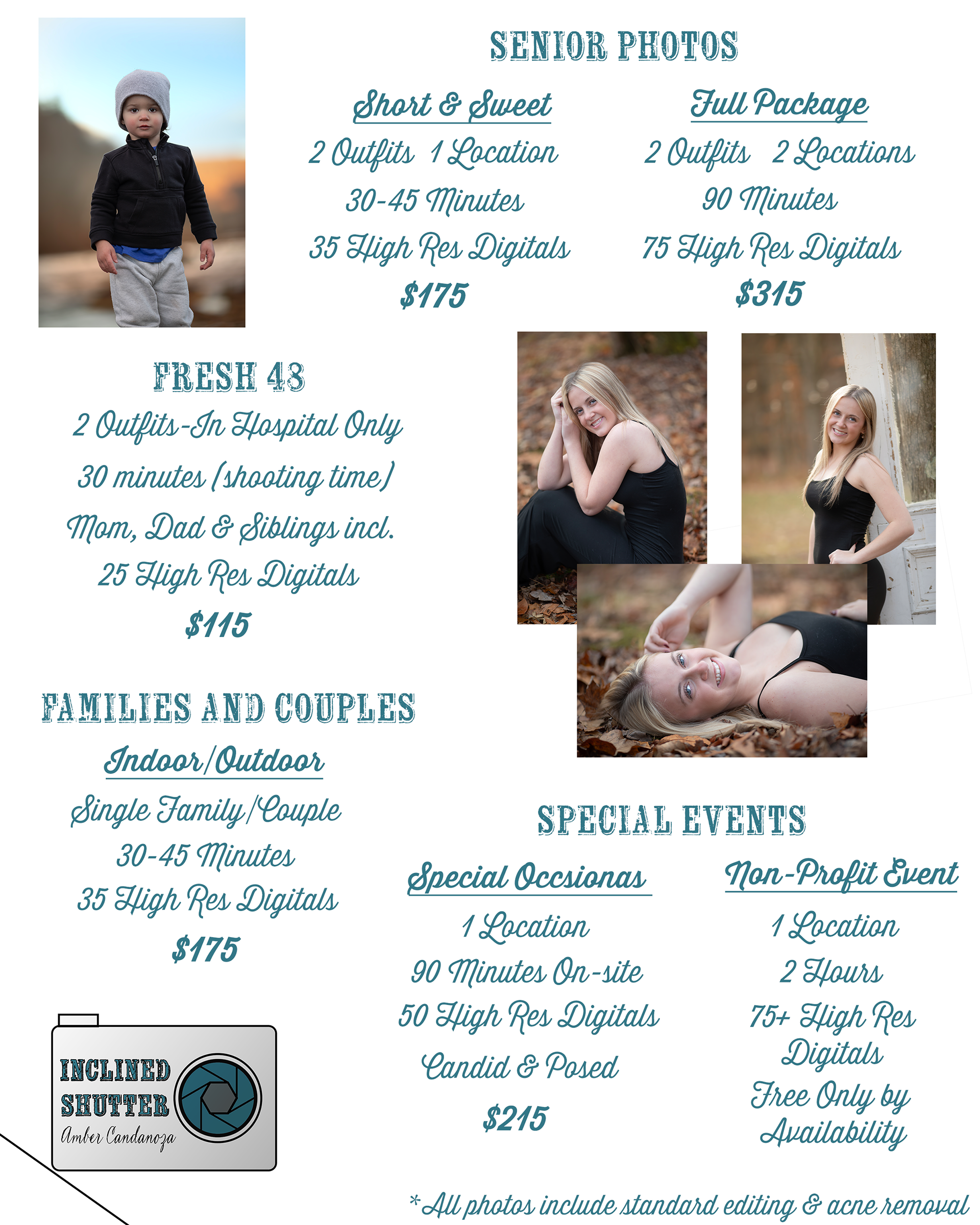 Photography Pricing Chart