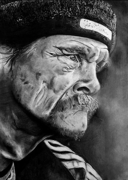 Homeless man, graphite 