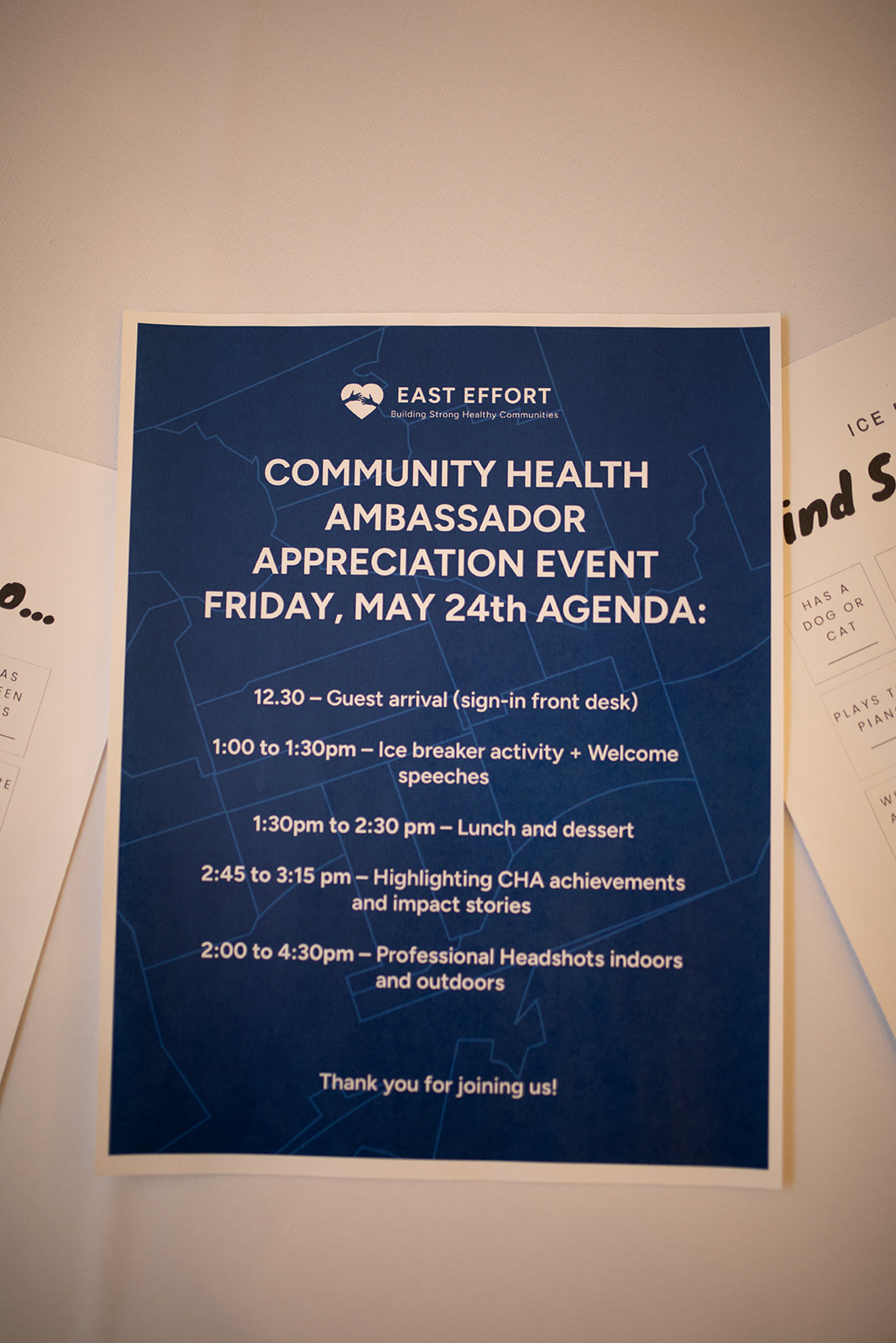Printed Event Agenda