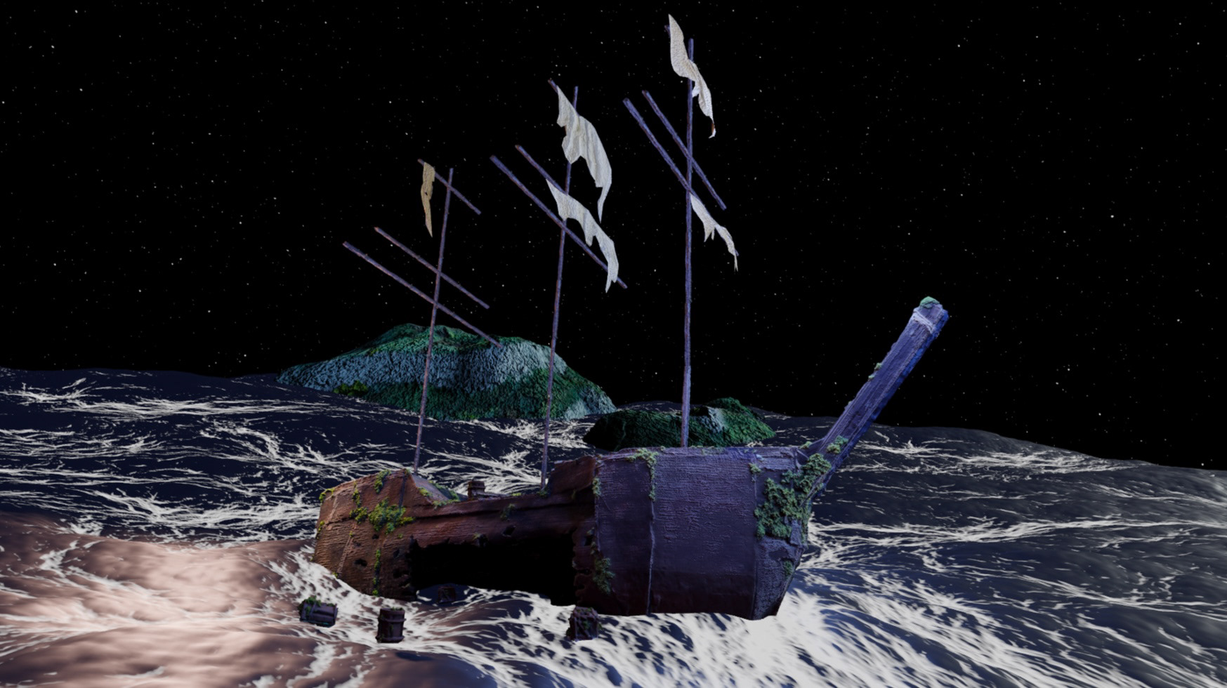Rendered Foam Boat in Environment: UNREALENGINE