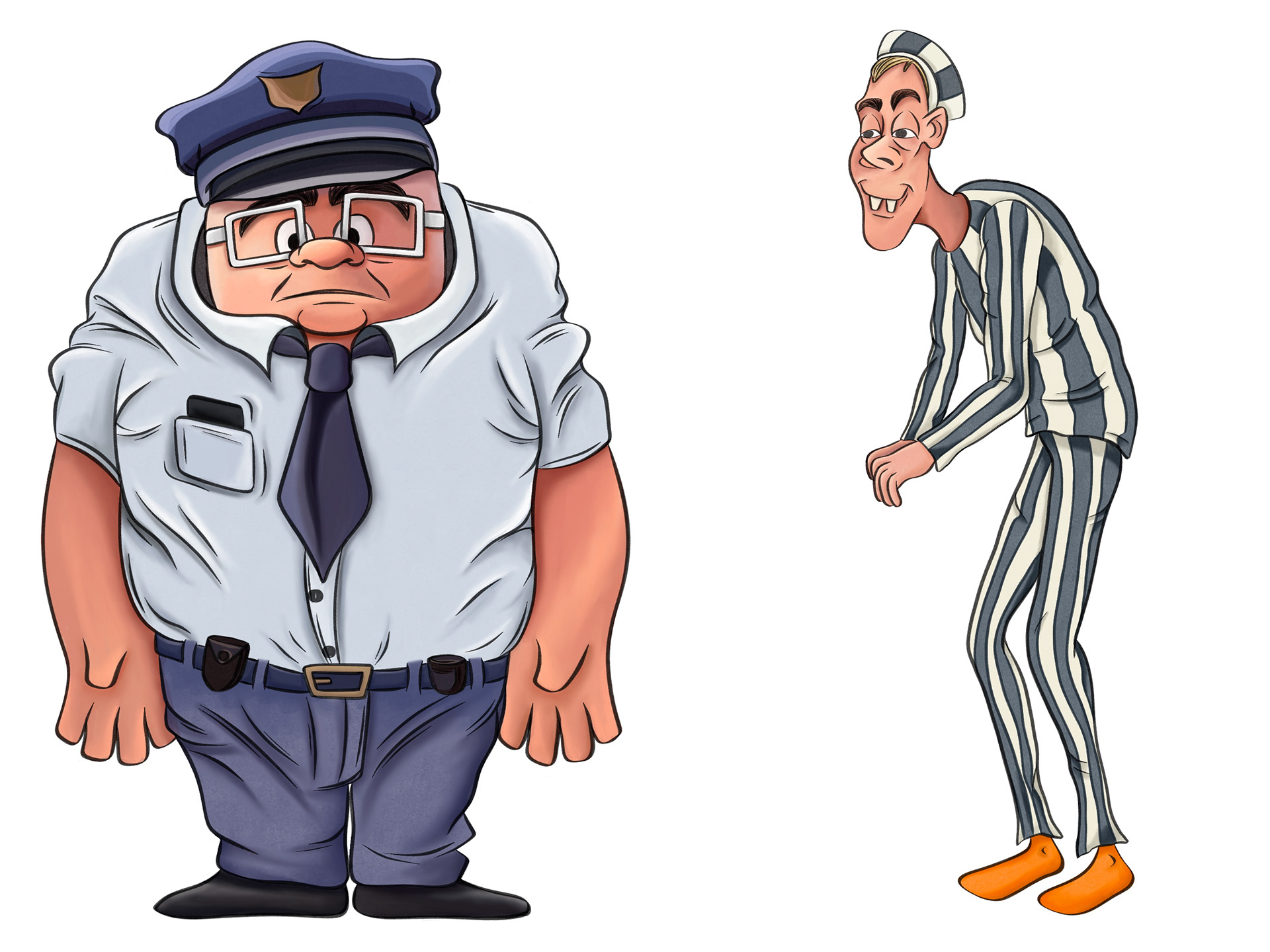 Officer and Prisoner Character Design - Second Year 2D Animation