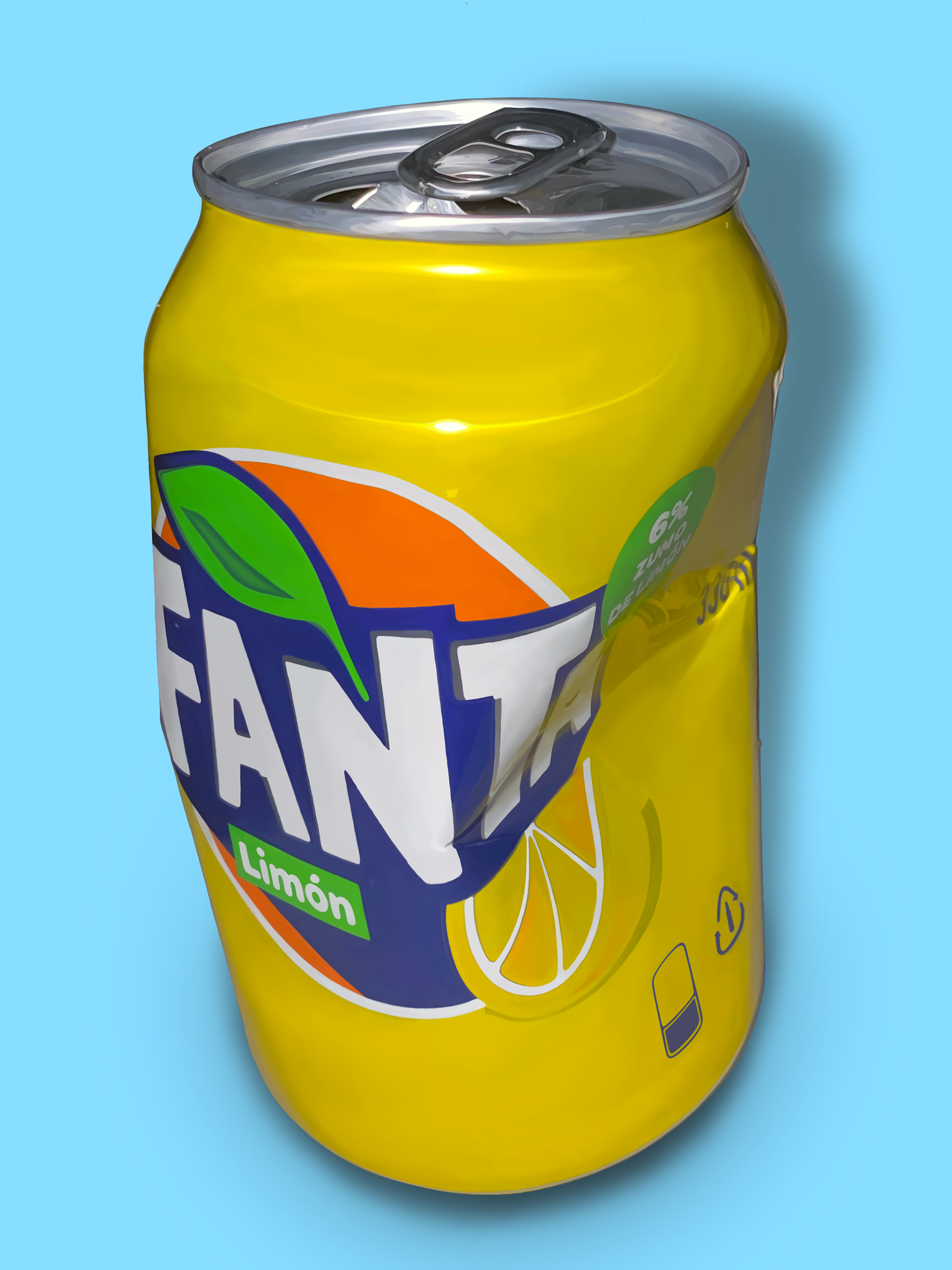 Hyperrealistic Digital Drawing - Crushed Fanta Can - Real Life Reference