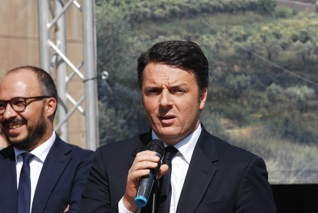 Matteo Renzi, Davide Faraone. Inaugurazione viadotto Himera, autostrada PA-CT. 2016