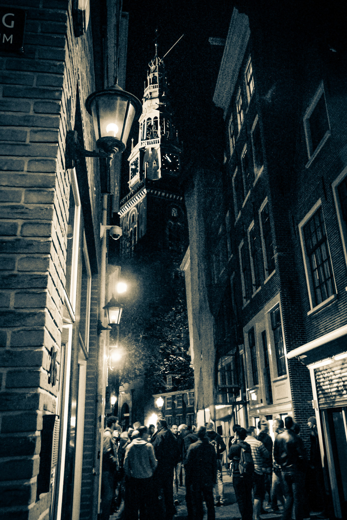 The Oude Kerk (Old Chruch) looks down on Amsterdam's Red Light District Partiers and Thrill-Seekers