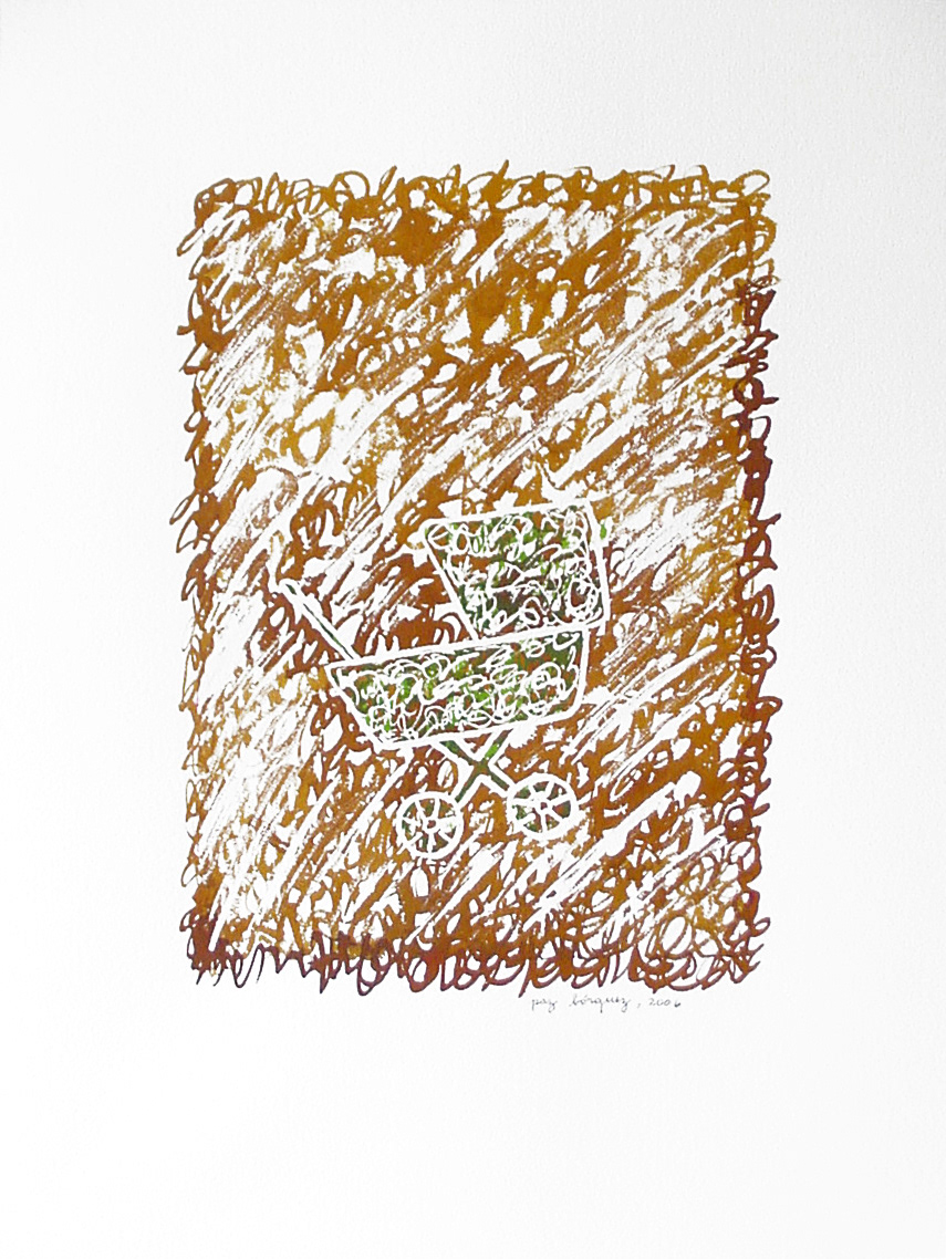 La poussette, encre sur papier: 46x61
