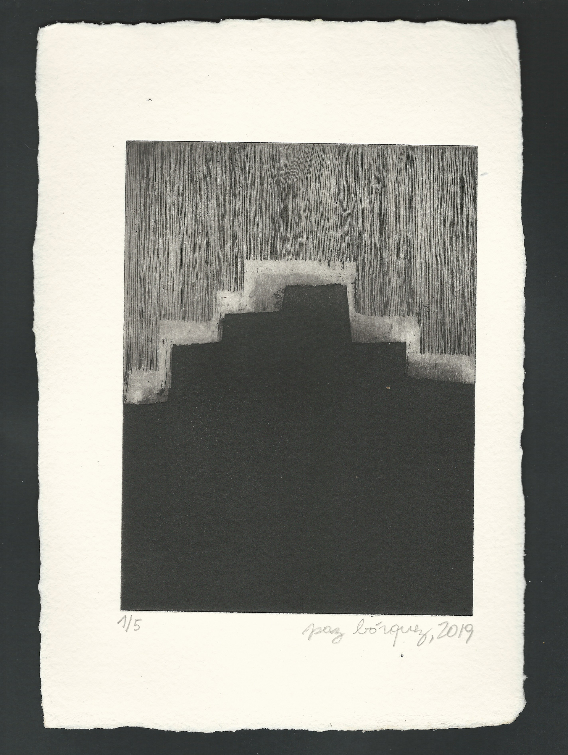 «Territoires», 2019. Gravure originale aquatinte, plaque de zinc 15 X 20 cm. sur papier d’un format total de 21 x 30 cm. Numérotée 1 de 5 et signée au crayon par l'artiste. Impression: par l’artiste