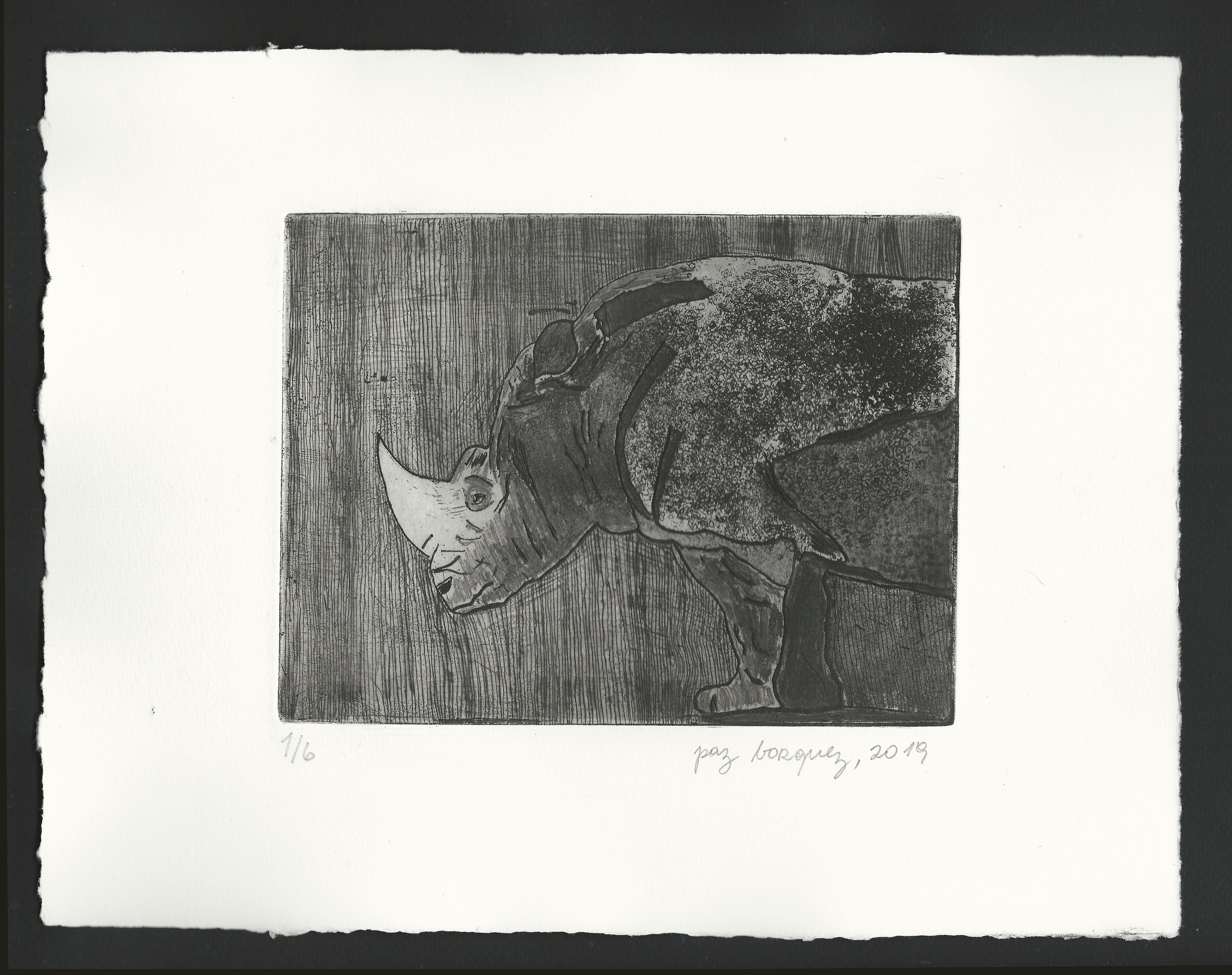 «La puissance de l’attachement» variante en noir, 2019. Gravure originale aquatinte et pointe sèche, plaque de zinc 15 X 20 cm. sur papier d’un format total de 25 x 33 cm. Numérotée 1 de 6 et signée au crayon par l'artiste. Impression: Moret Imprimeur, Paris.