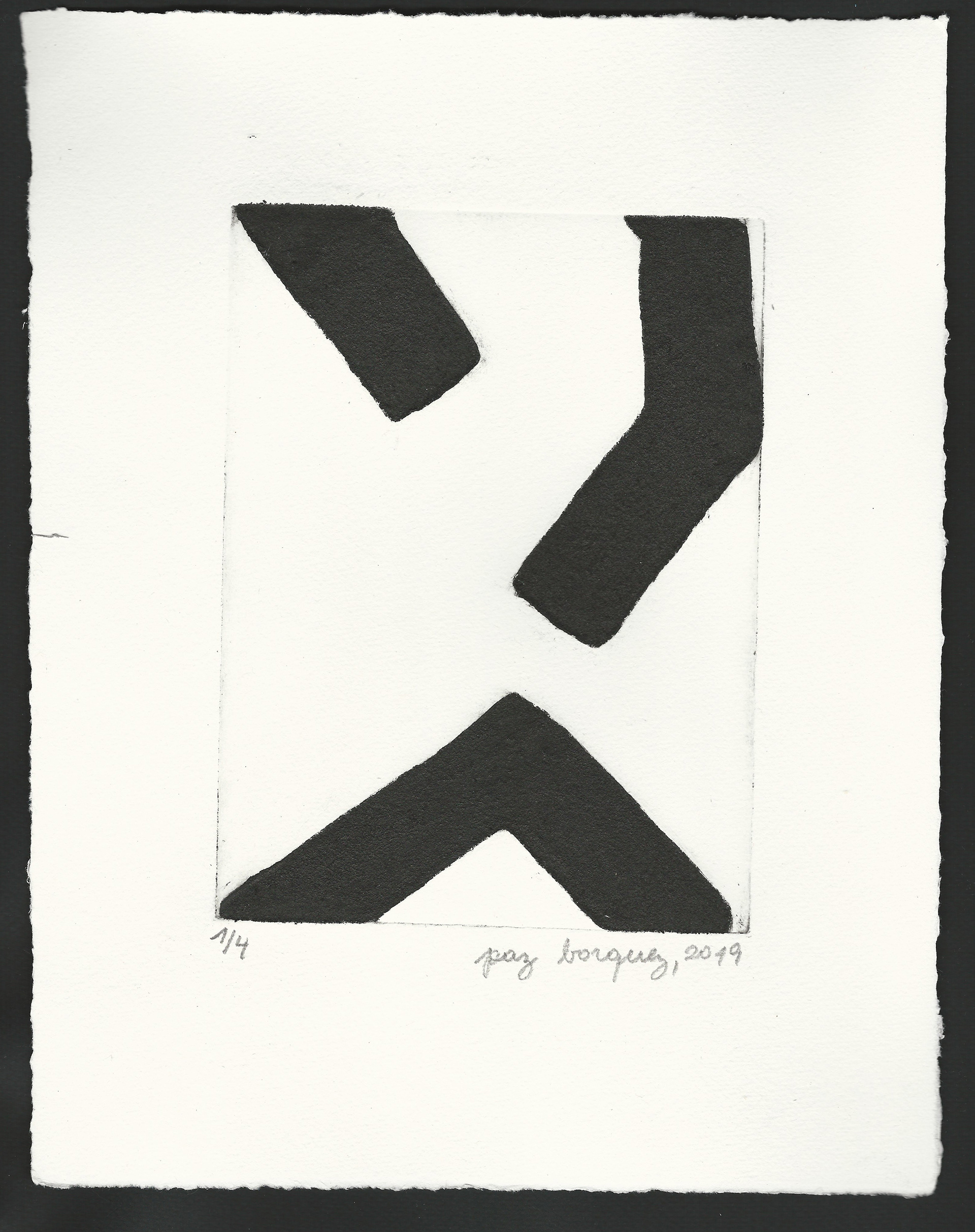 «Le défaut, un éloge II», 2018. Gravure originale au carborundum, plaque de zinc 15 X 20 cm. sur papier d’un format total de 25 x 33 cm. Numérotée 1 de 4 et signée au crayon par l'artiste. Impression: Moret Imprimeur, Paris.