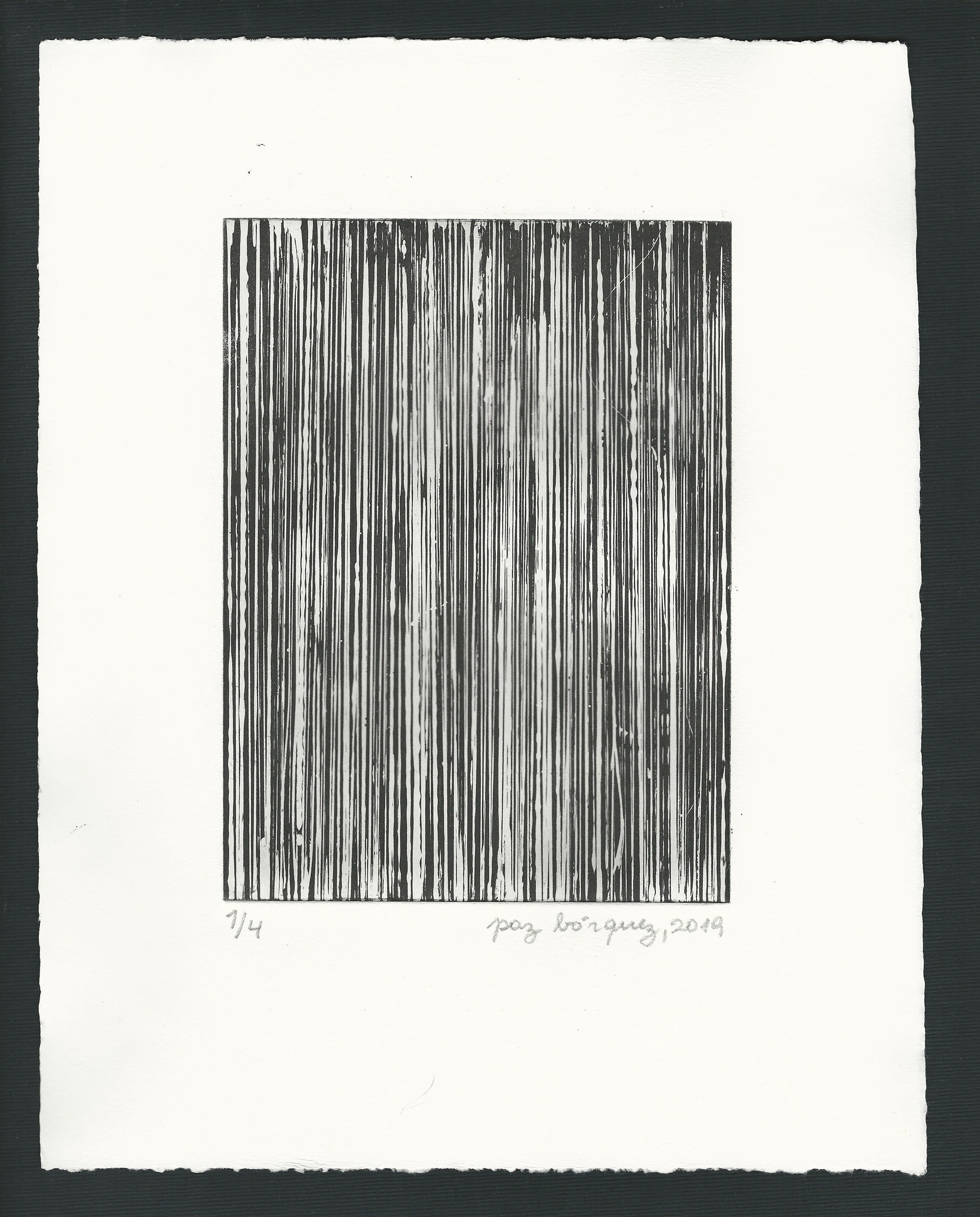 «Étincelles dans la nuit», 2019. Gravure originale aquatinte, plaque de cuivre 15 X 20 cm. sur papier d’un format total de 25 x 33 cm. Numérotée 1 de 4 et signée au crayon par l'artiste. Impression: Moret Imprimeur, Paris.