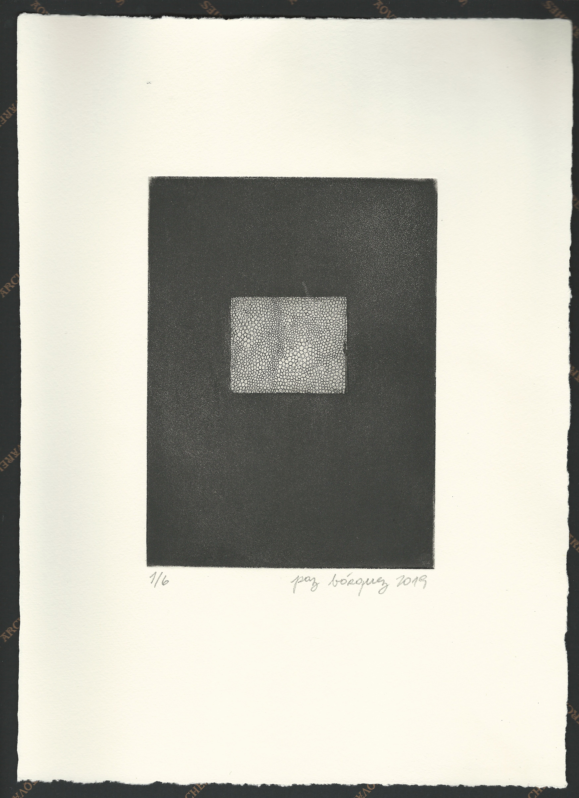 «Forte-cloison», 2018. Gravure originale aquatinte, plaque de cuivre 15 X 20 cm. sur papier d’un format total de 27 x 39 cm. Numérotée 1 de 6 et signée au crayon par l'artiste. Impression: Moret Imprimeur, Paris.