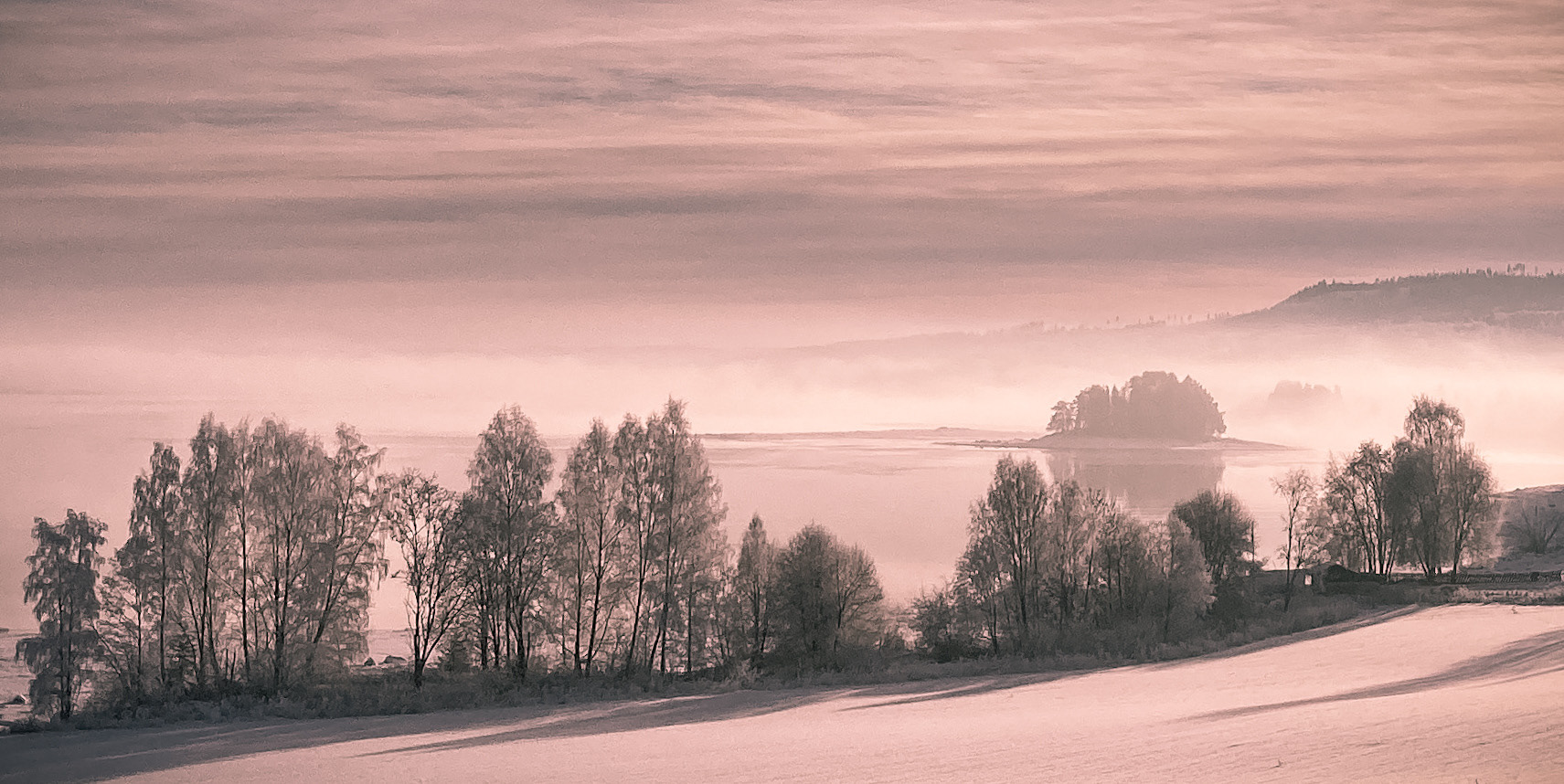 Nerliholmen i Mjøsa med Rosa filter