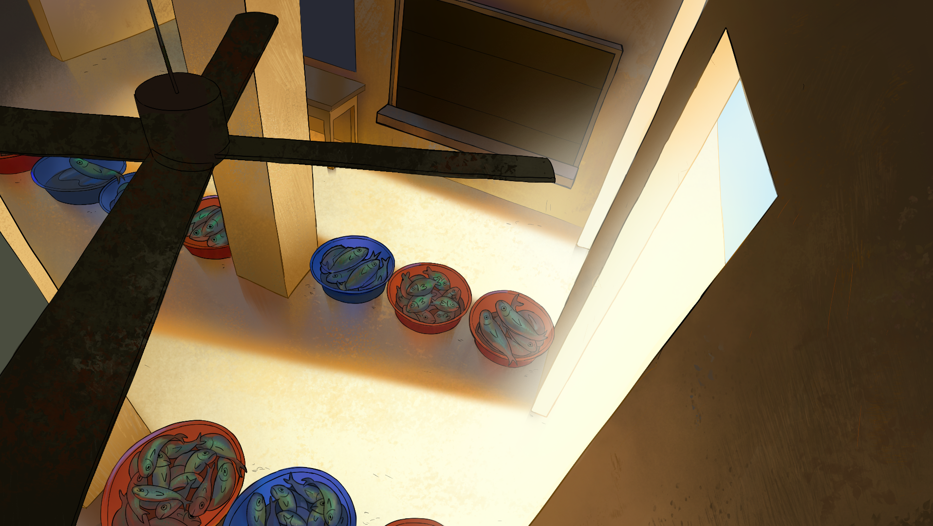 ''Dive and Trek'' BG paint. (Layout credit: Meryl Studios)