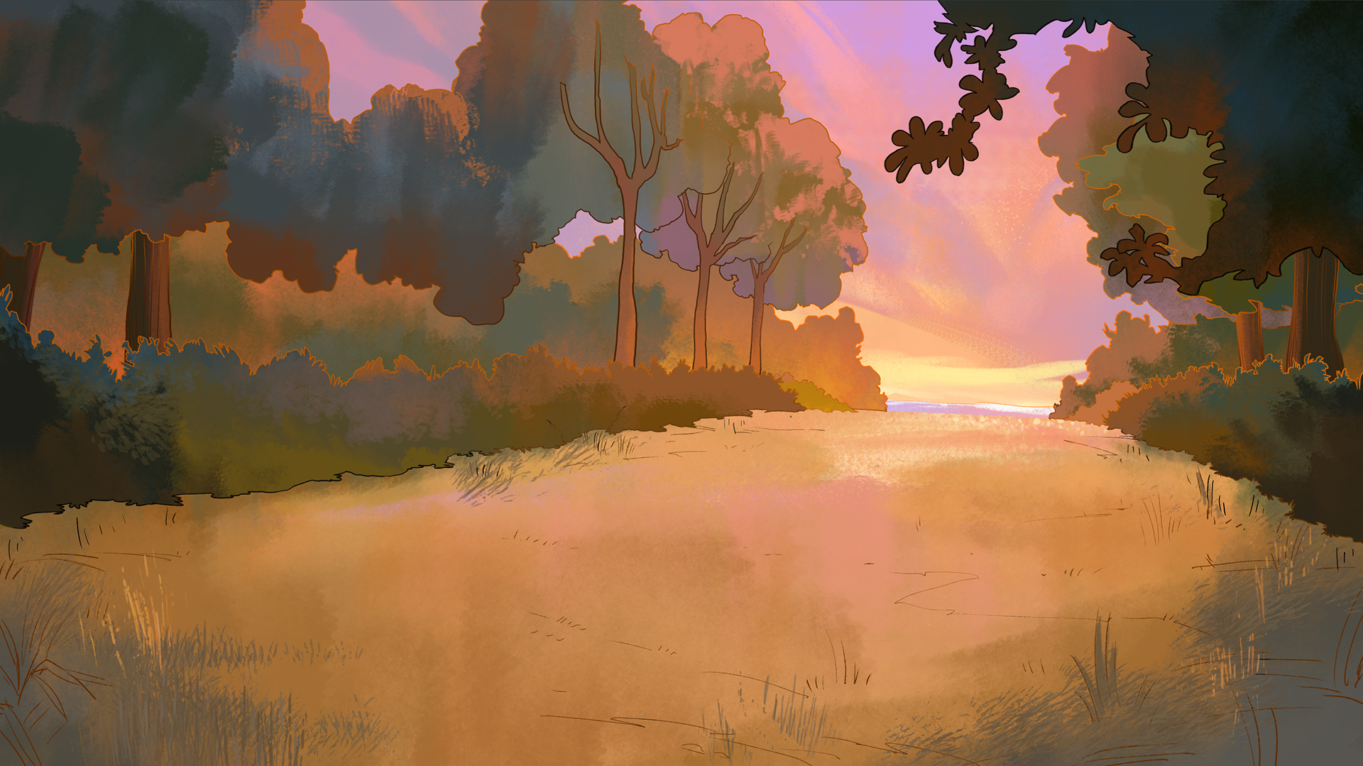 ''Dive and Trek'' BG paint. (Layout credit: Meryl Studios)