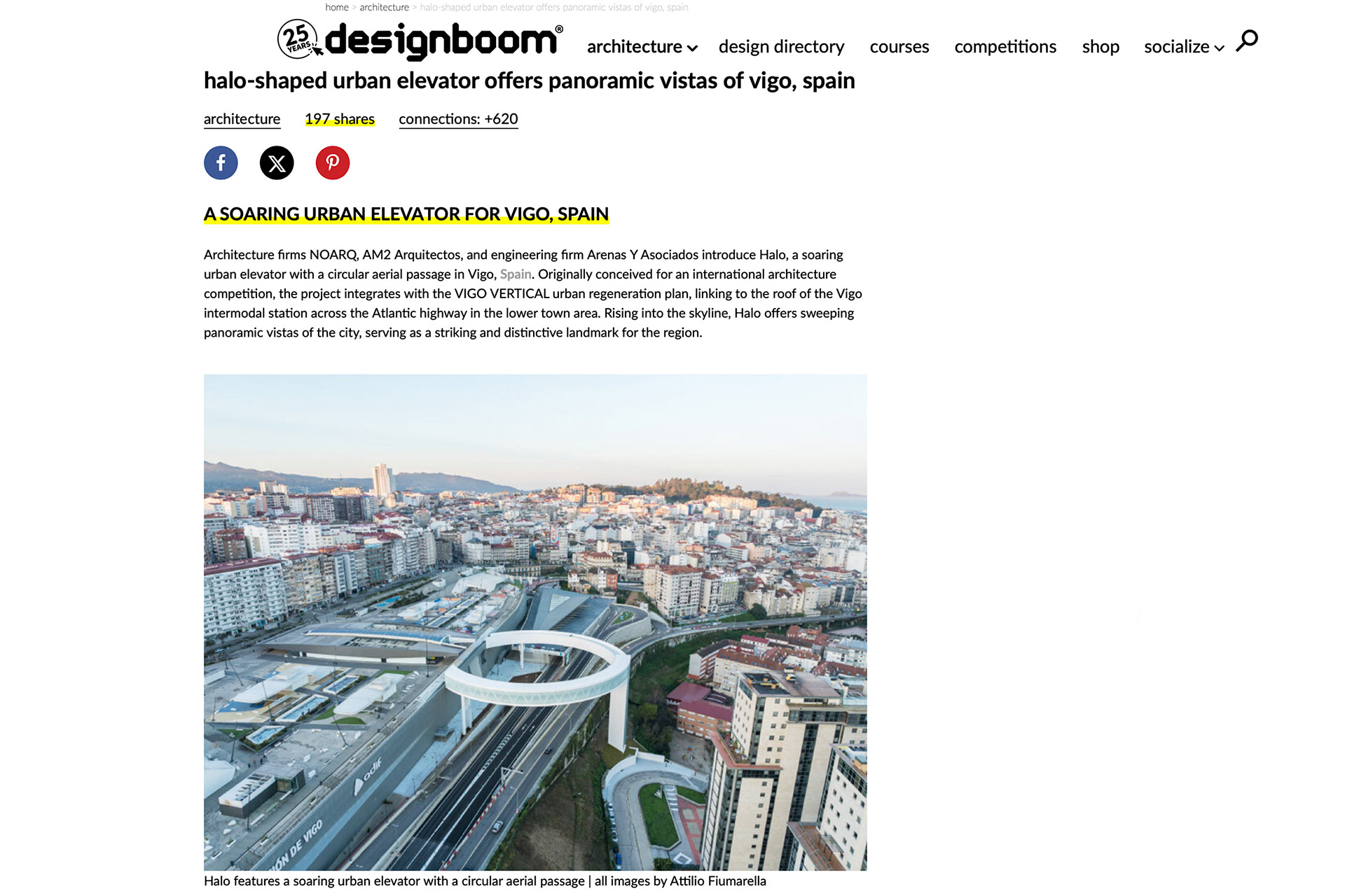 DESIGNBOOM - halo-shaped urban elevator offers panoramic vistas of vigo, spain