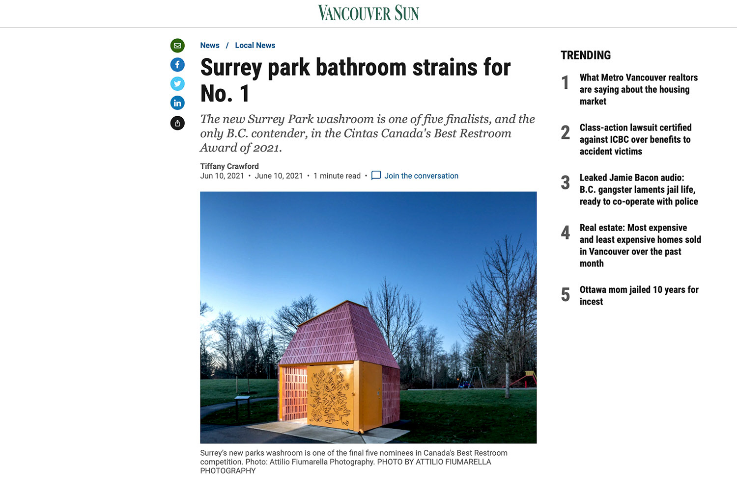 Vancouver Sun - Surrey park bathroom
