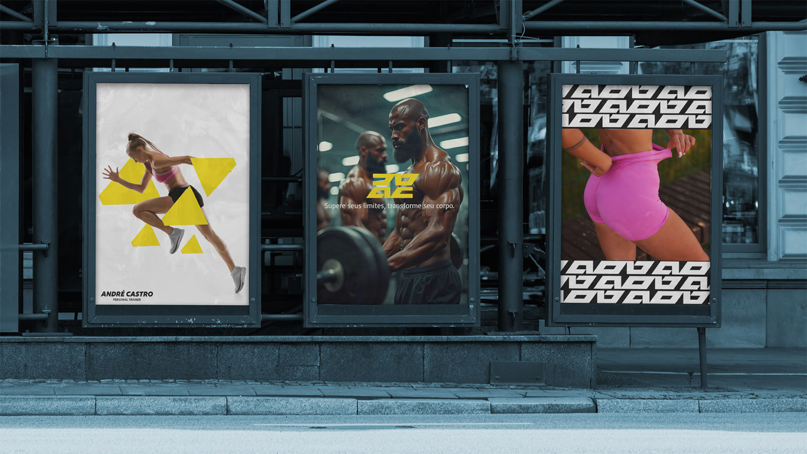 Identidade Visual do André Castro aplicada em banner e flyers para reforço e posicionamento da marca.