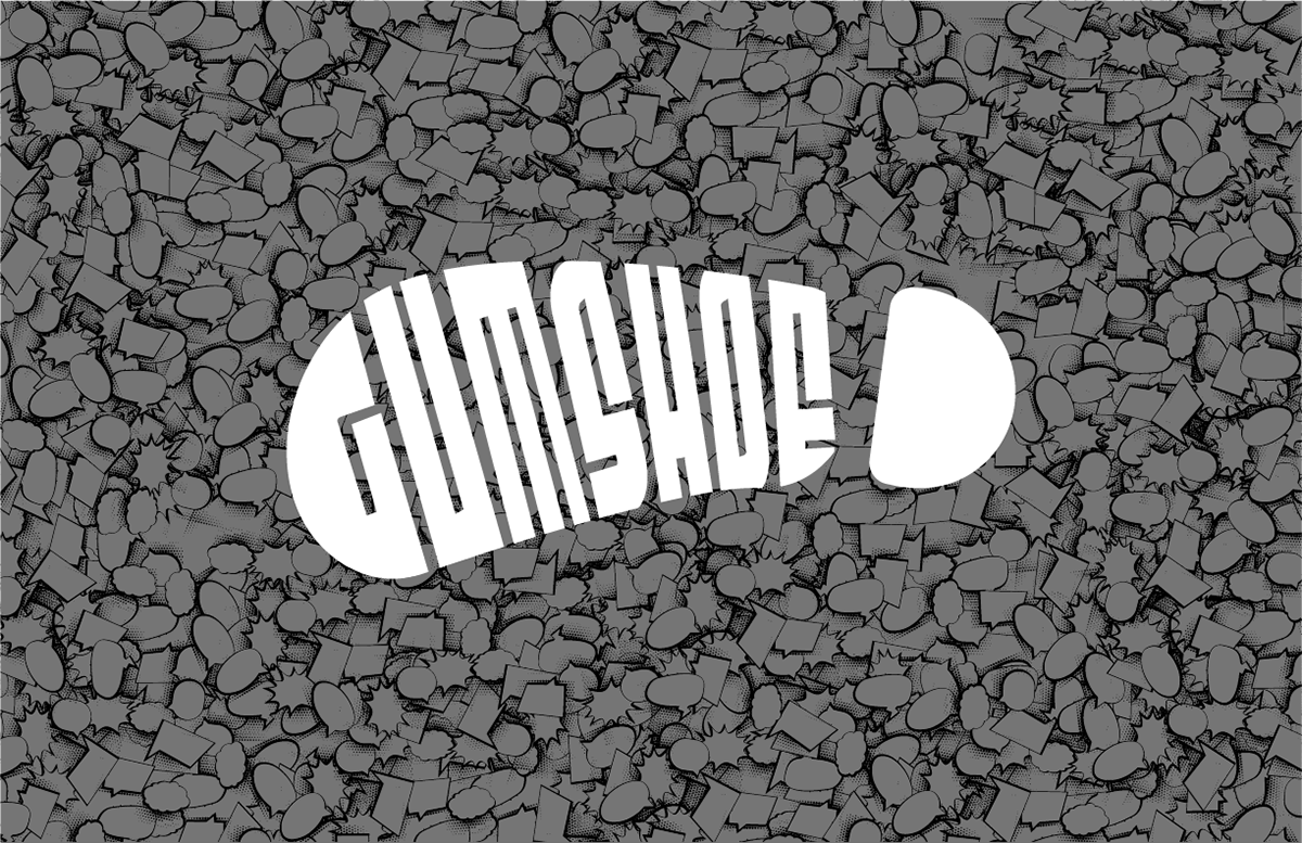 Gumshoe Logo in front of speech bubble texture