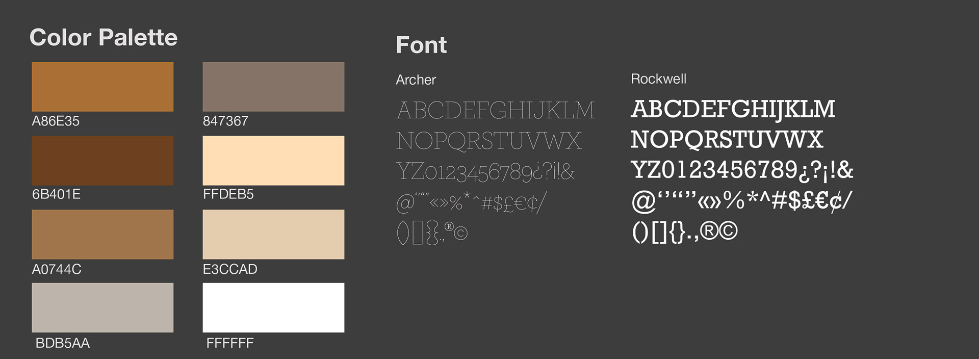 Color Palette and Fonts Used