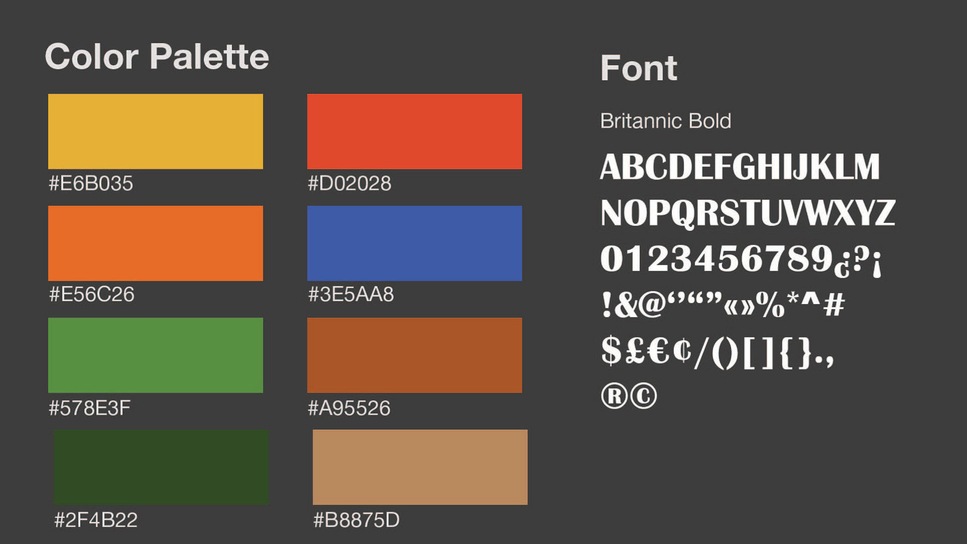 Color Palette and Font Used