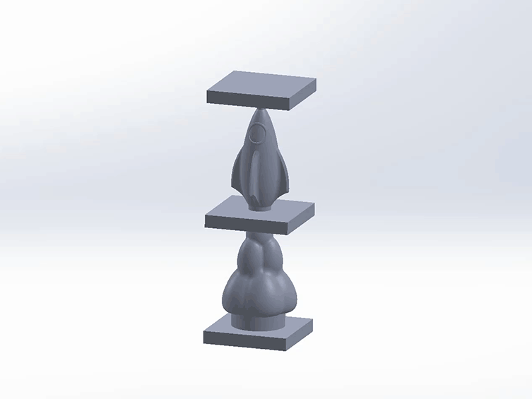 Solidworks model of rocket & clouds.