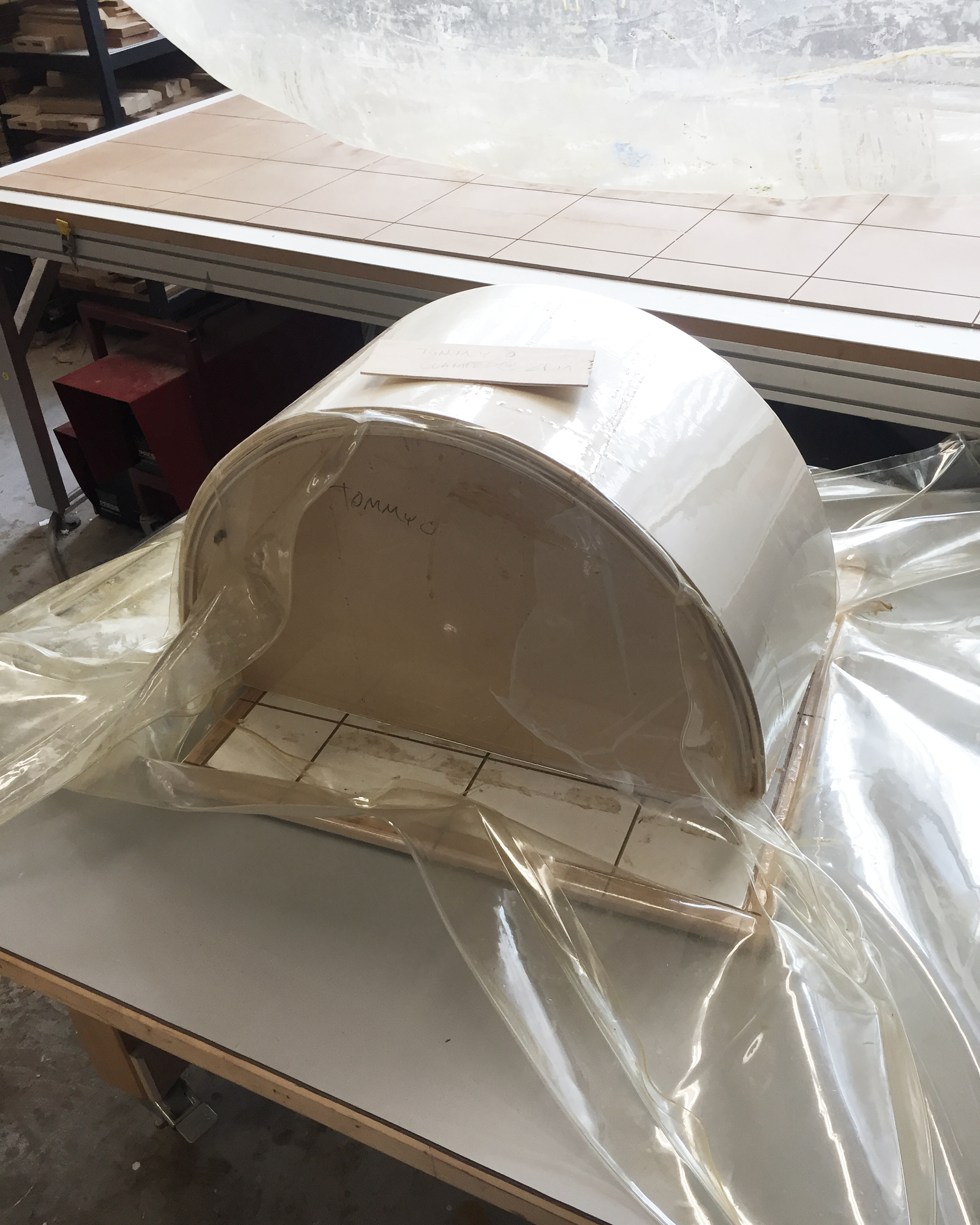 Backrest was vacuum formed with bending ply