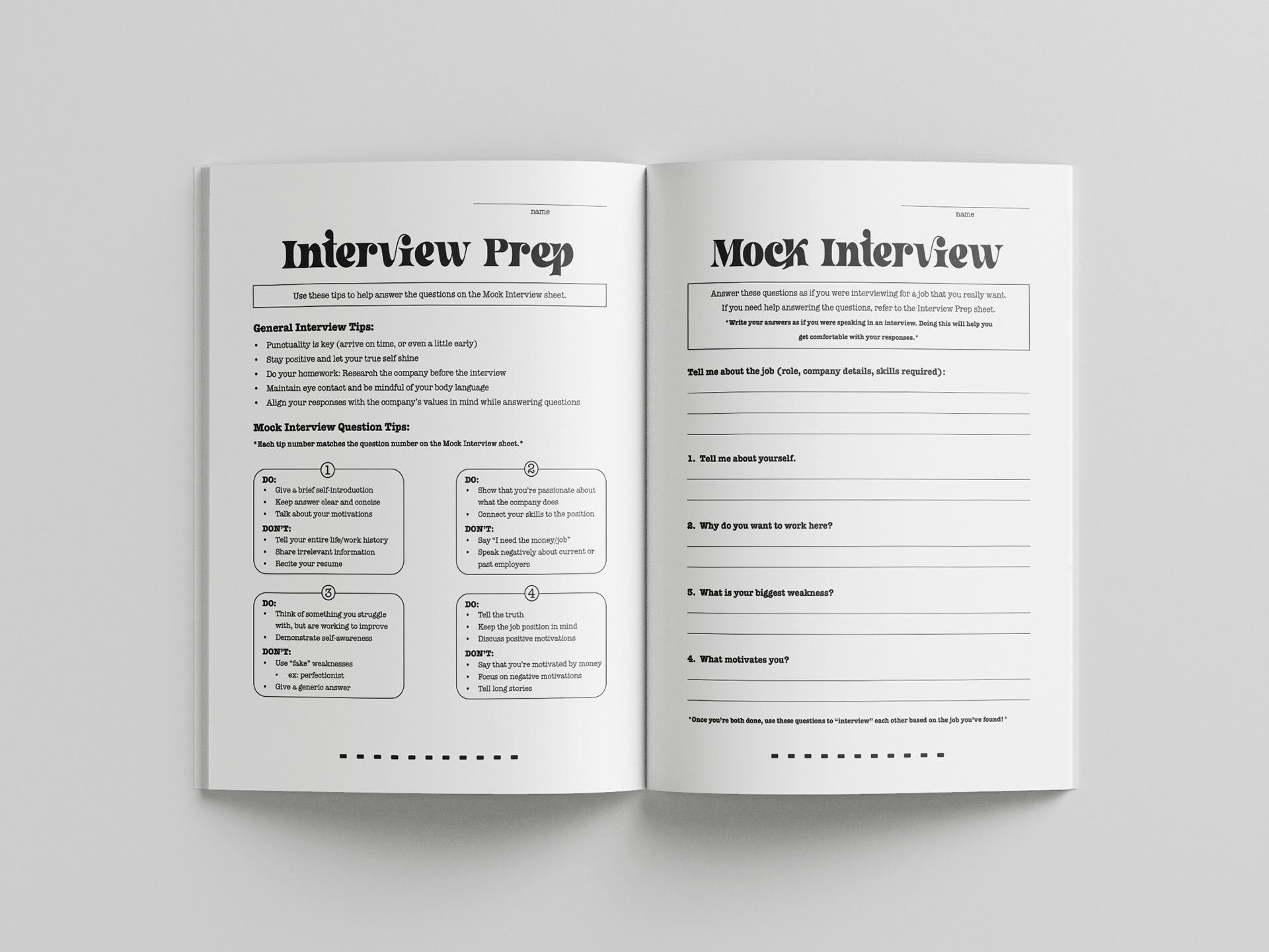 Program Activity Worksheets