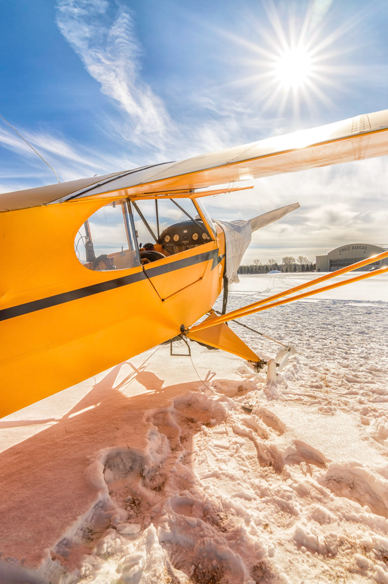 Piper J-3 Cub on Skis