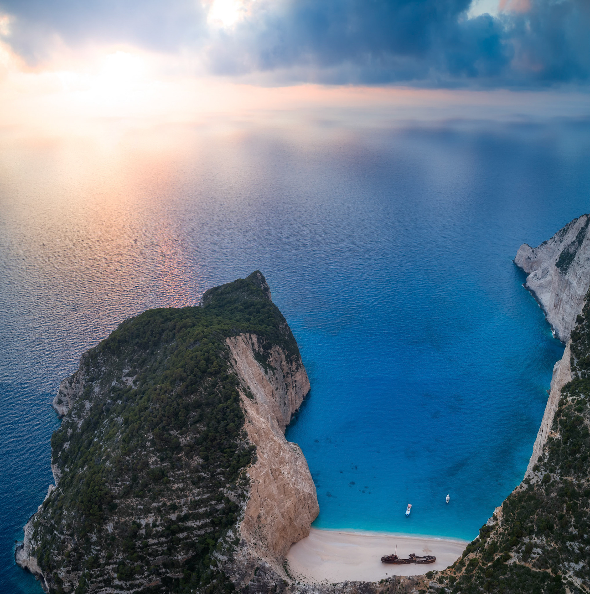 Sunset at Navagio "Shipwreck" beach