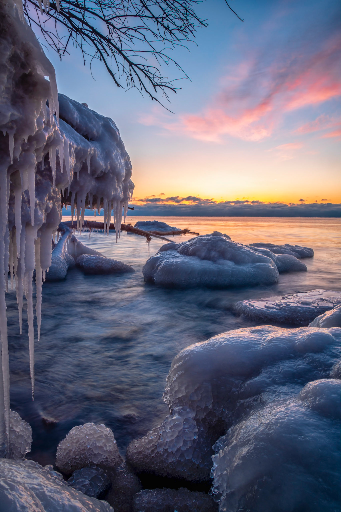 Icy Dawn on Lake Michigan